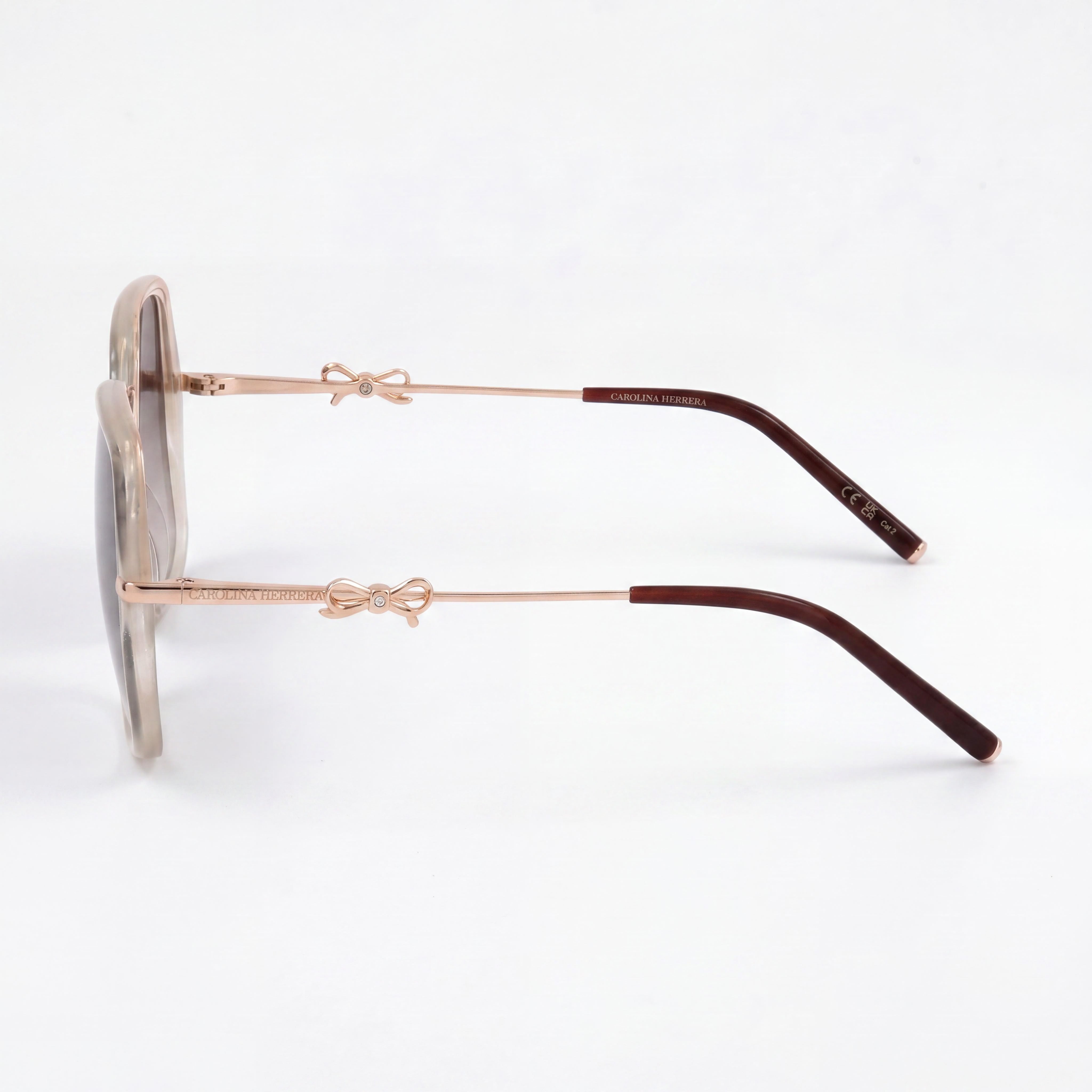 Carolina Herrera Casual Unisex Metal White Marble Pink Doubleshade Sunglasses 57-19-145, Photo 3