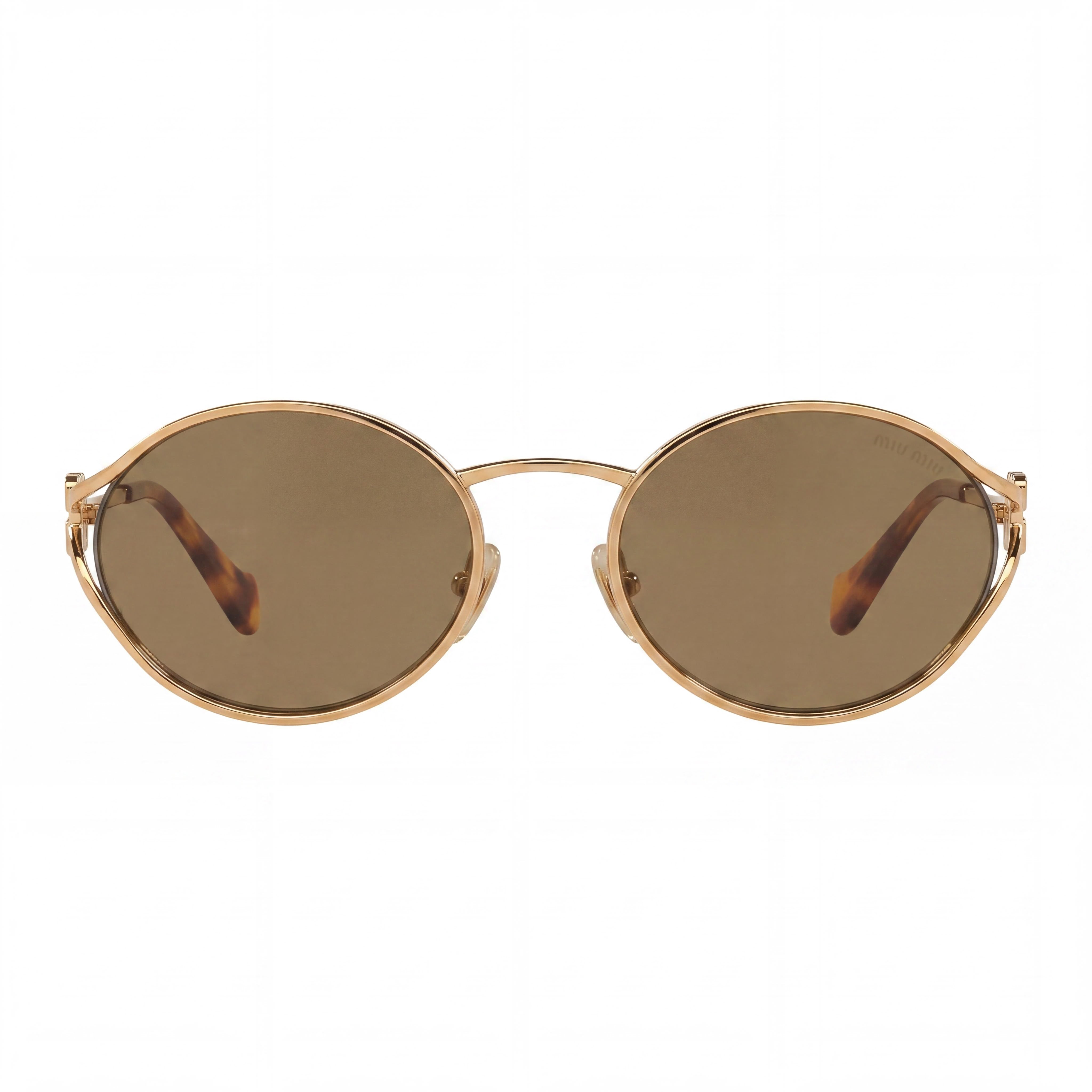 Miu Miu Classic Women's Multicoloured Metal Oval Sunglasses with Dark Brown Lenses, 54mm Lens Width, Photo 2