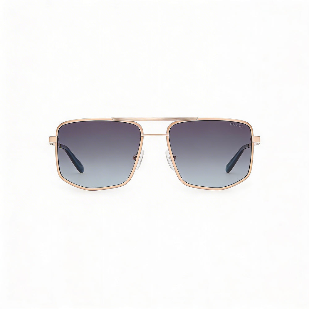 Guess Women's Metal Navigator Sunglasses, Shiny Satin Pale Gold Frame, Gradient Blue UV Lenses, 57mm