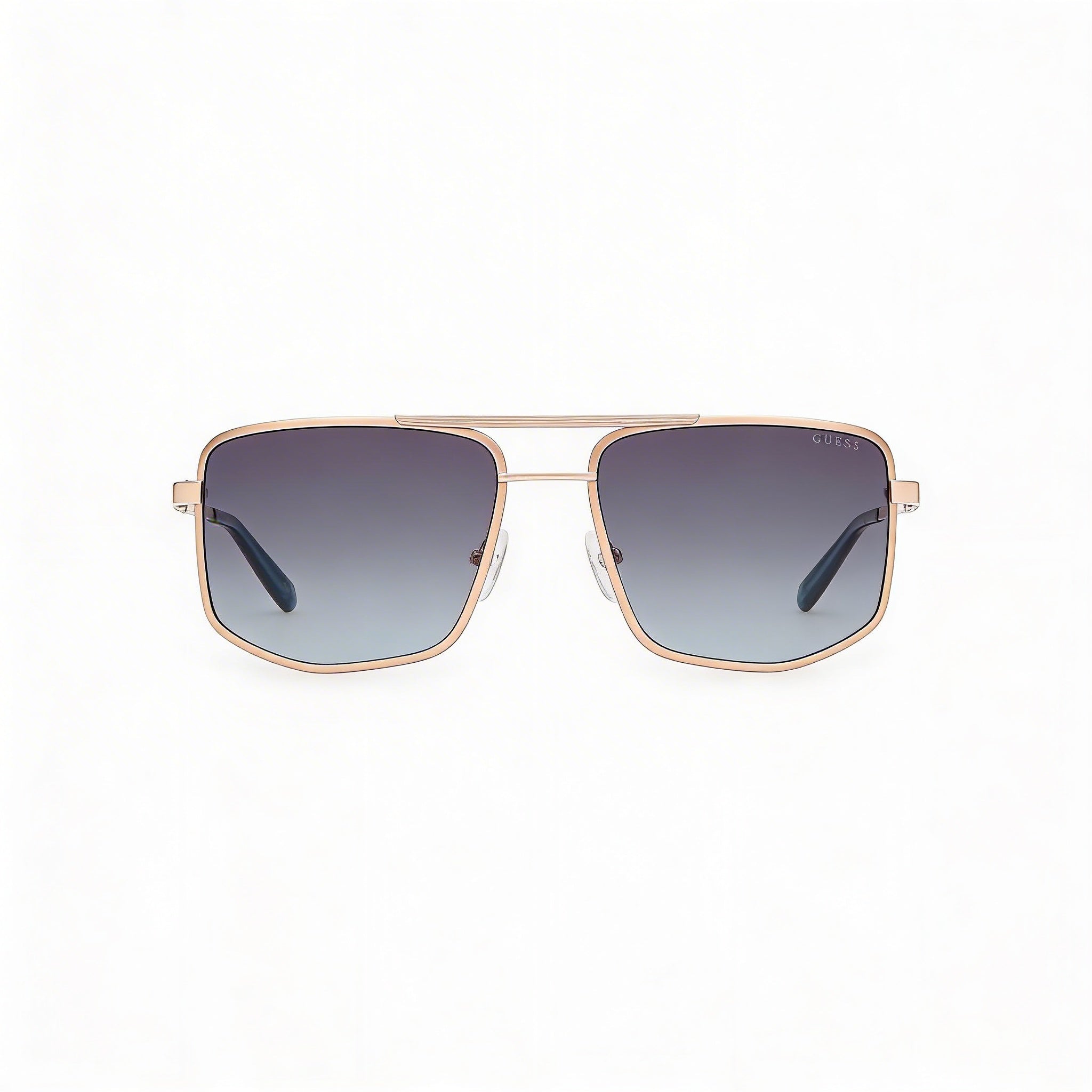 Gafas de sol de mujer Guess Metal Navigator, montura oro pálido satinado brillante, lentes UV azules degradadas, 57mm, Photo 3