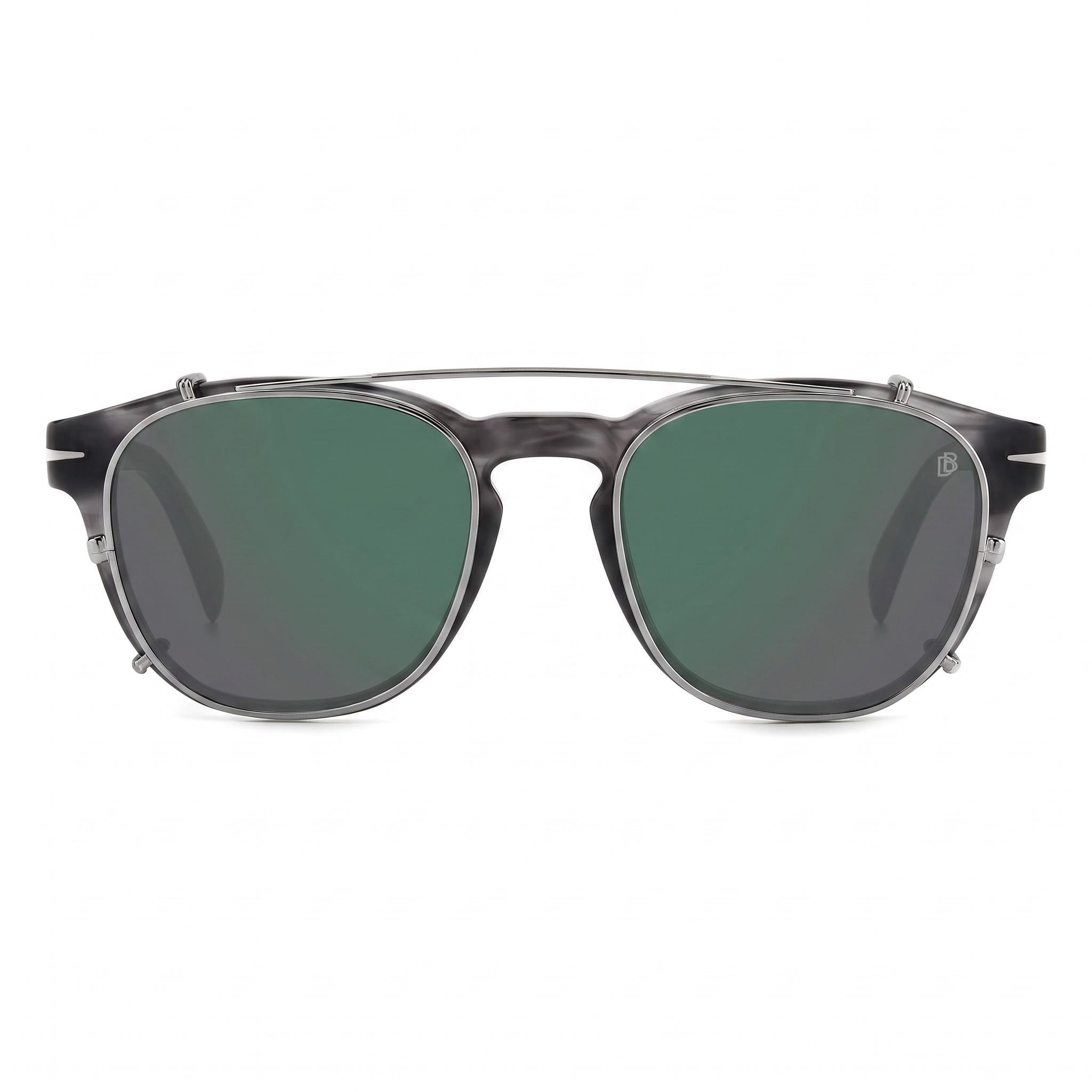 David Beckham Db 1117/Cs Gafas de Hombre con Clip de Aluminio Cuerno Gris Plata con Lentes UV Verdes 50-20-145, Photo 2