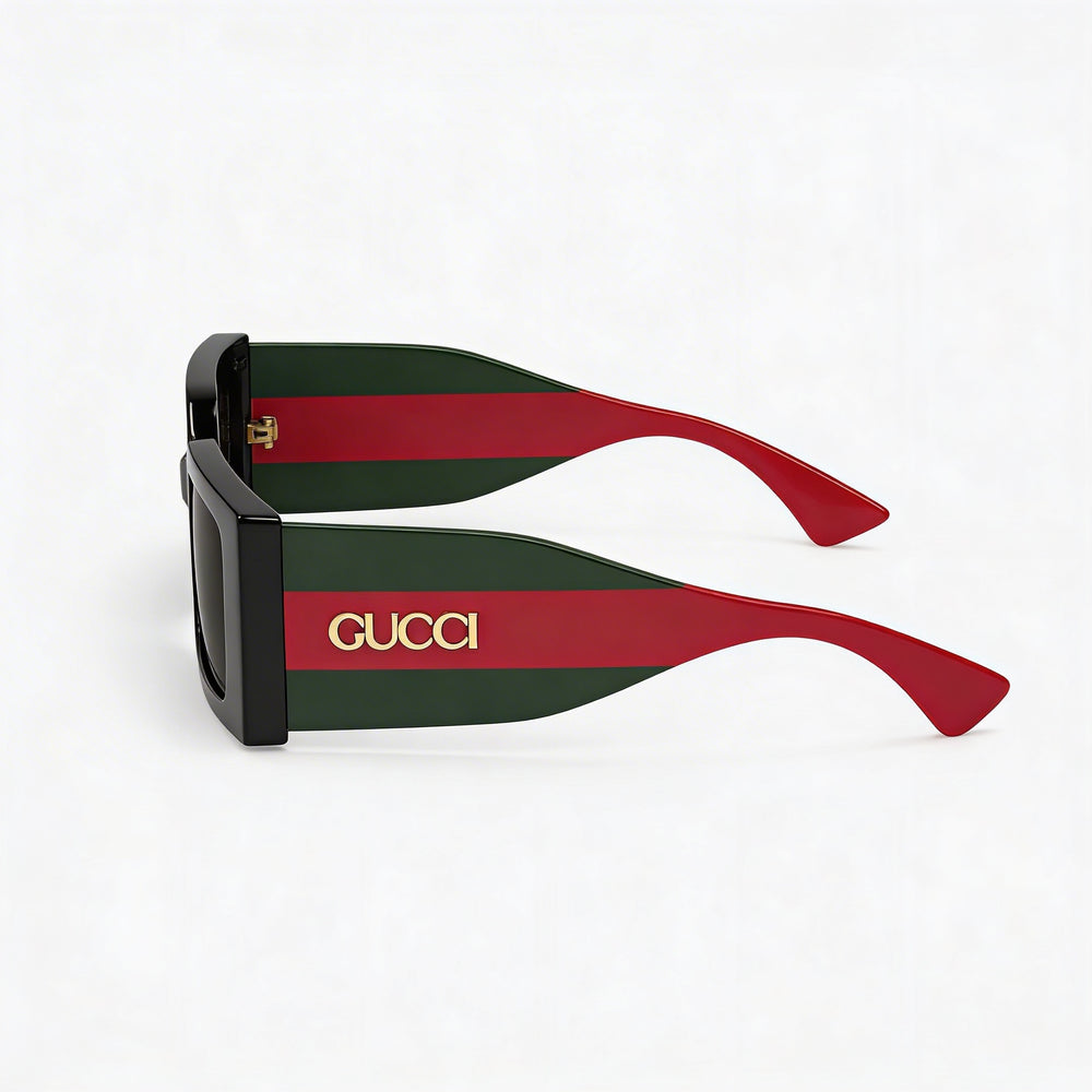 Gucci Modern Women's Plastic Polarized UV Protection Sunglasses, Black Green Frame, Black Lens, 52mm