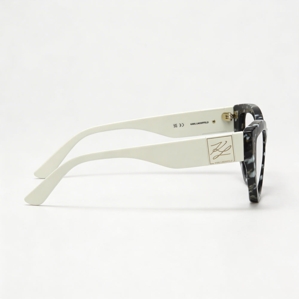 Gafas KARL LAGERFELD Kl6211 Unisex con montura de acetato negro mármol y lentes de policarbonato transparente de 55 mm
