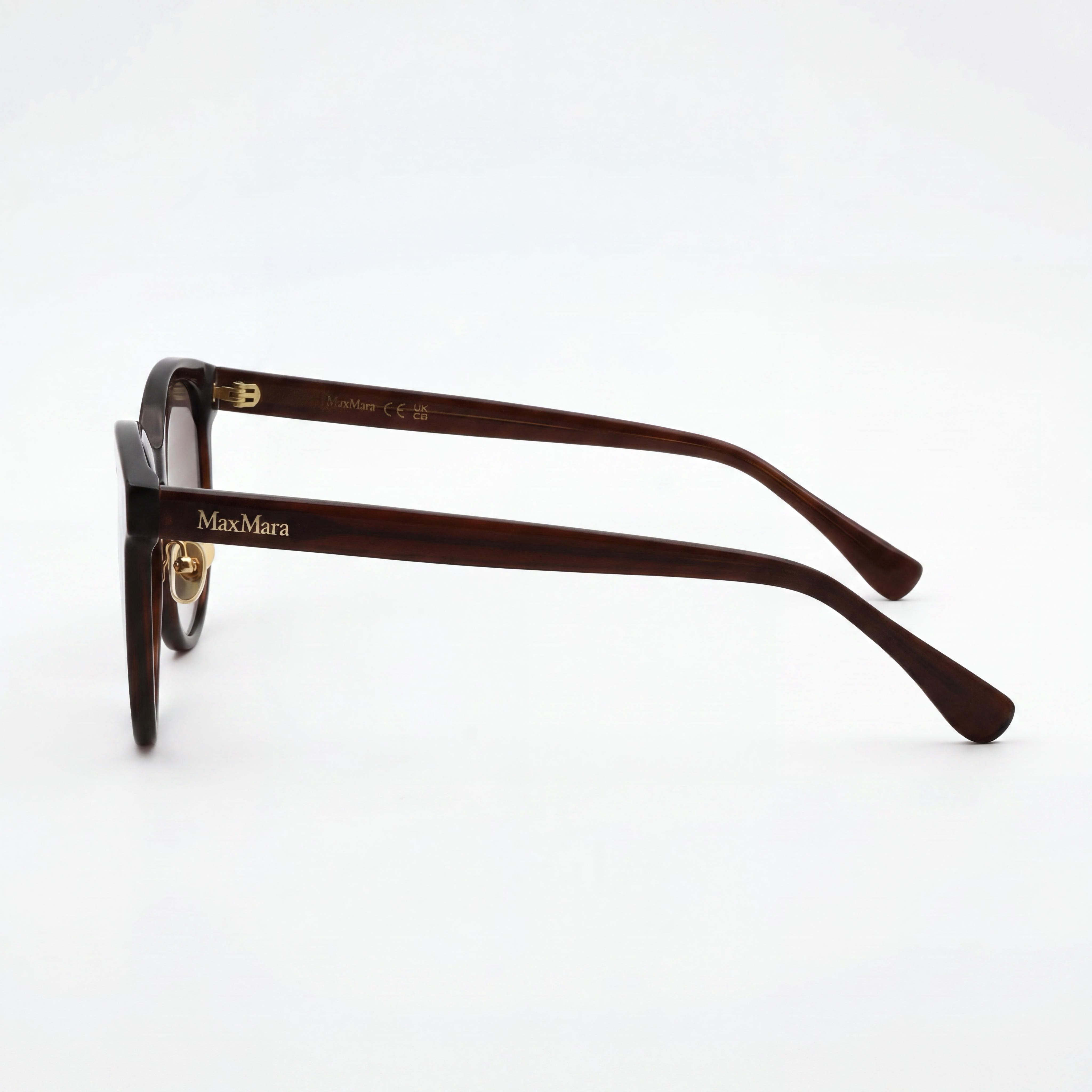 Gafas de sol de acetato marrón claro con montura para mujer MaxMara Casual con lentes grises no polarizadas 55/20/145, Photo 3