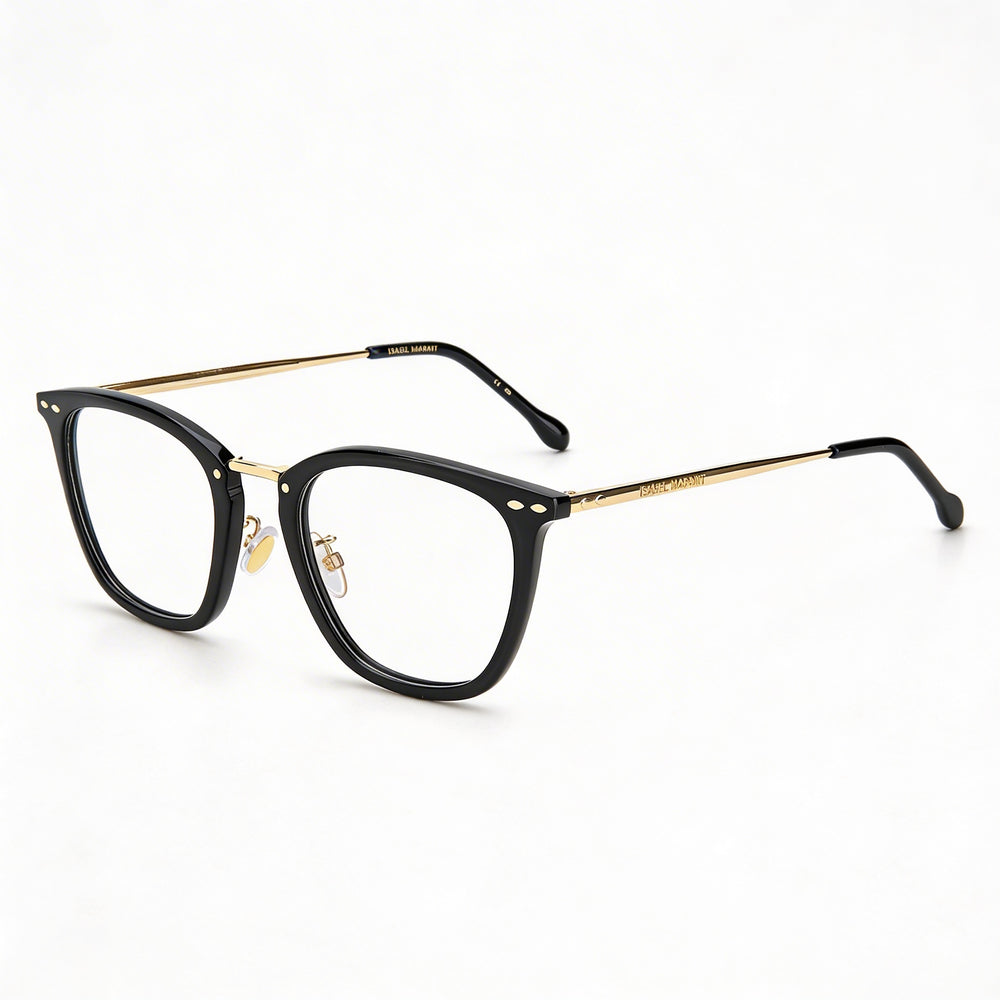 Gafas de sol modernas para mujer Isabel Marant con montura de poliamida negra dorada y ancho de lente de 50 mm