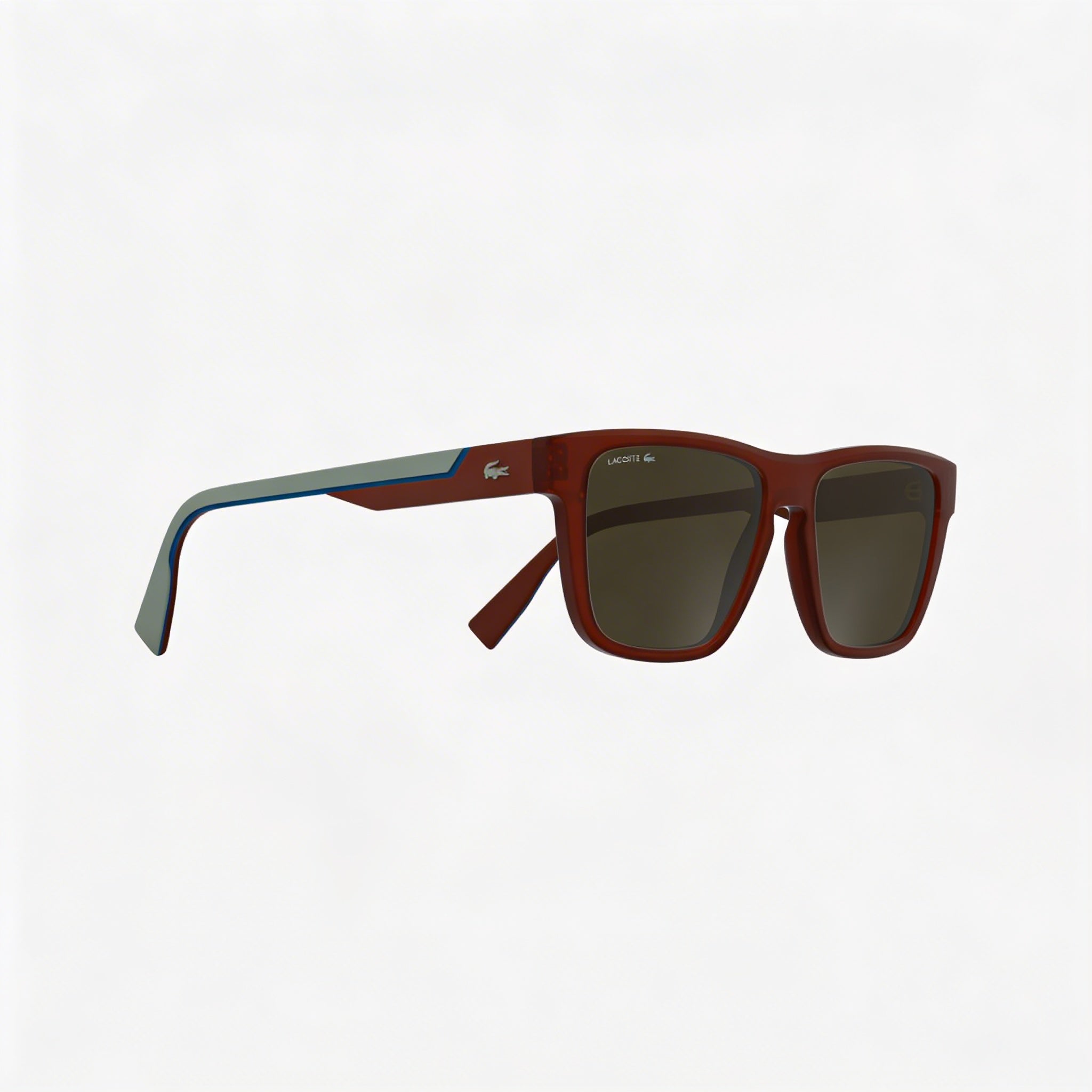 Gafas de sol Lacoste L6058s para hombre, montura rectangular de plástico rojo mate, lentes marrón sólido no polarizadas con protección UV, 54 mm, Photo 3