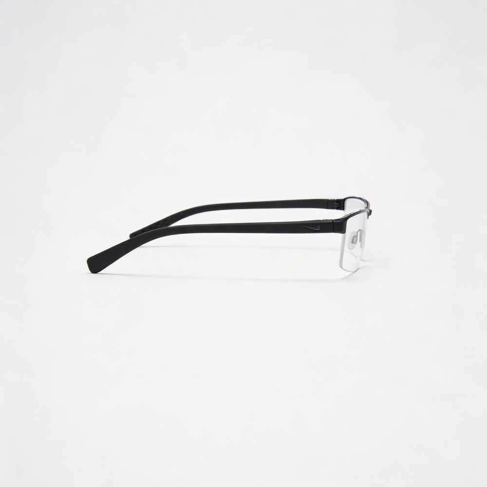 Nike 8097 Men's Metal Half Rim Rectangular Eyeglasses Satin Black 55mm