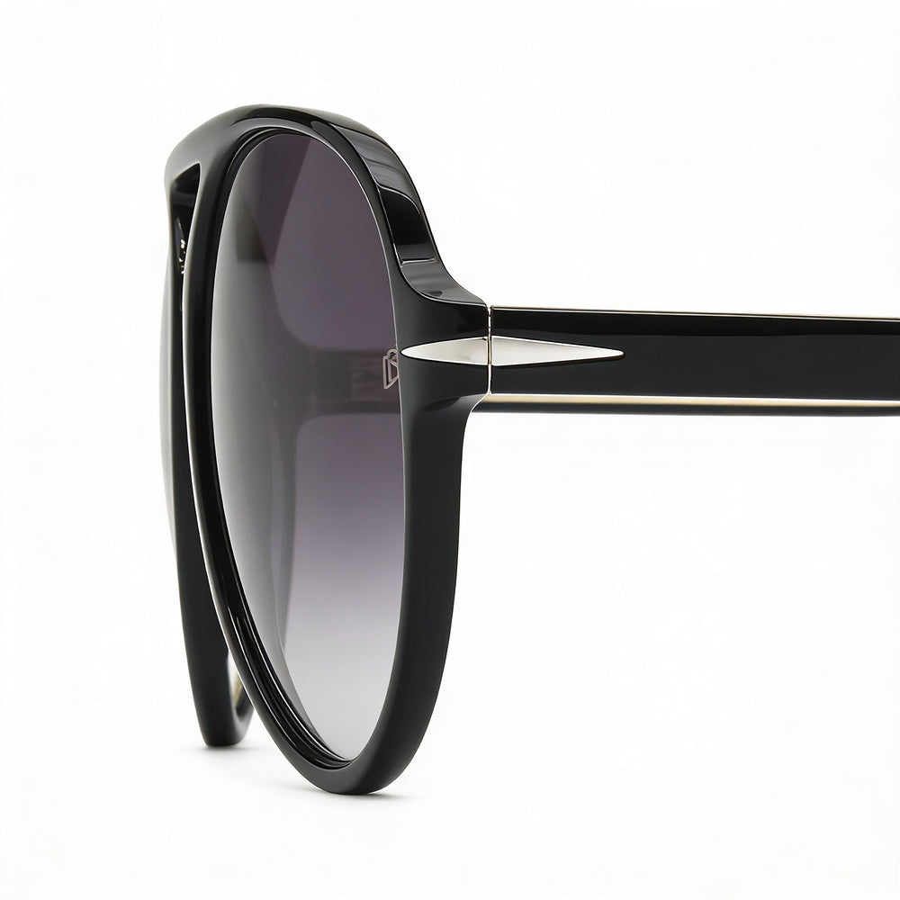 Gafas de sol unisex David Beckham DB 7005/S de plástico negro con montura de aviador y lentes de protección UV de 57 mm en gris oscuro.