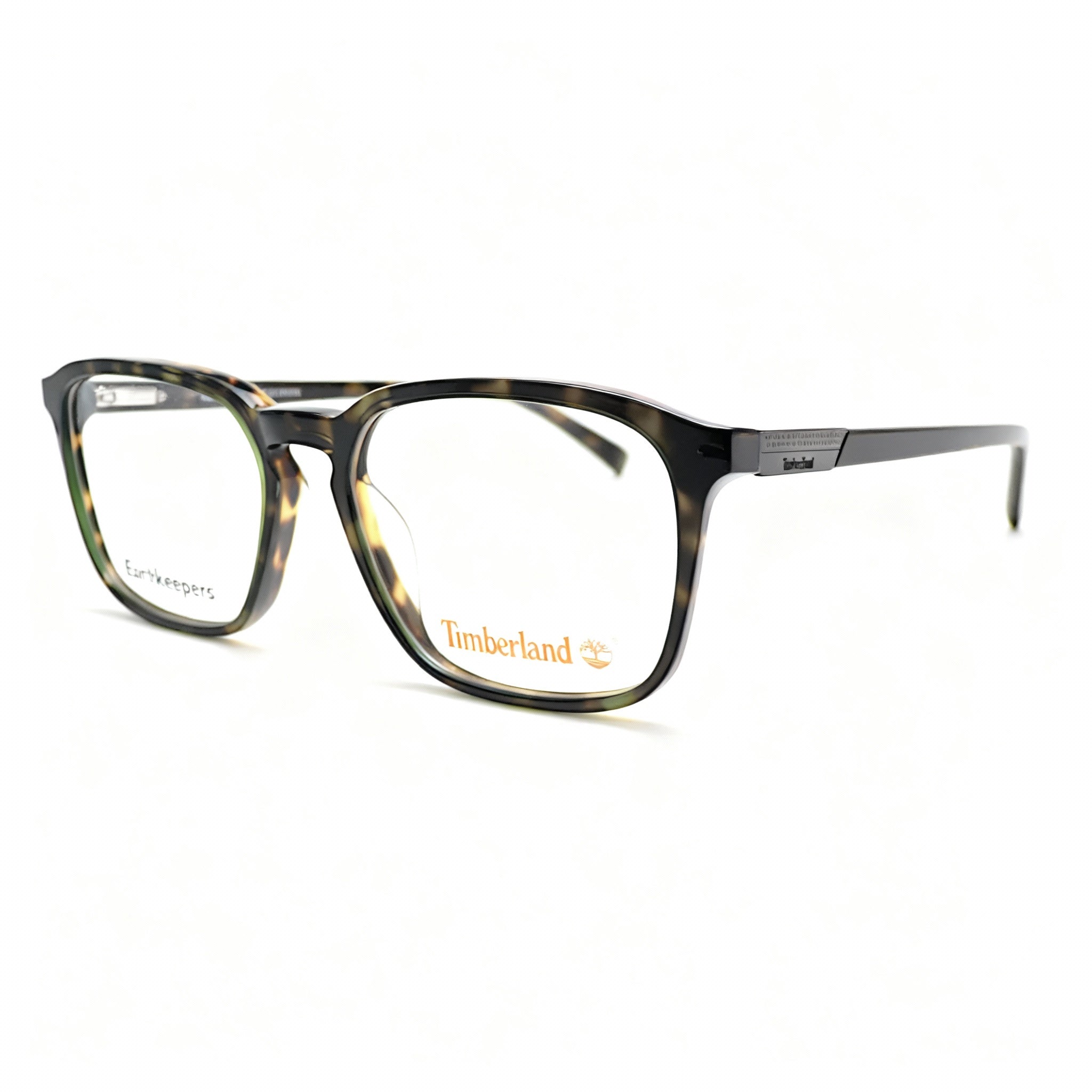 Timberland Men’s Casual Blue Light Blocking Eyeglasses, Dark Green Plastic Frame, Transparent Non-Polarized Lenses, 53mm