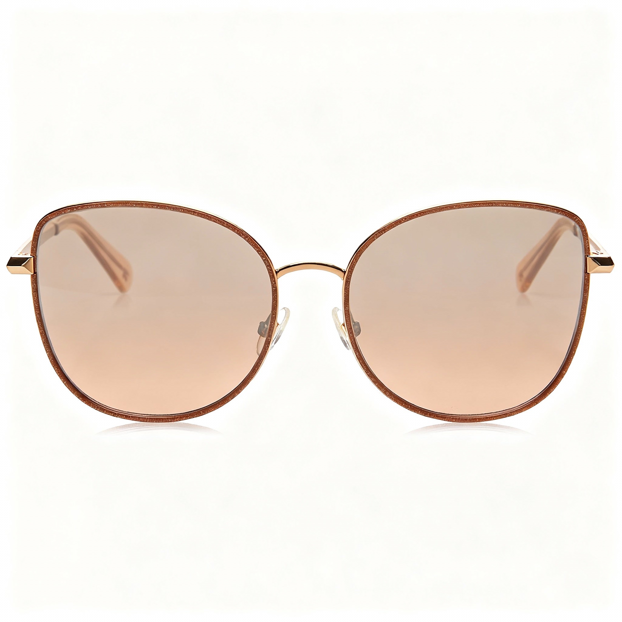 kate spade new york Maryam/G/S Women's Stainless Steel Red Gold Sunglasses, Silver Mirrored Shaded Brown Lenses, 56-17-140mm