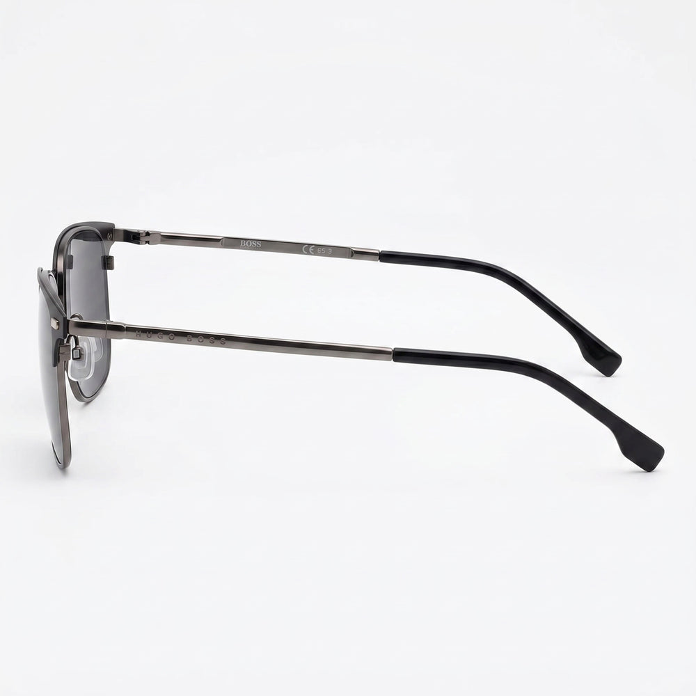 Gafas de sol rectangulares de aleación de acero para hombre BOSS, montura negra mate, lentes gris azulado, protección UV 54-19-140