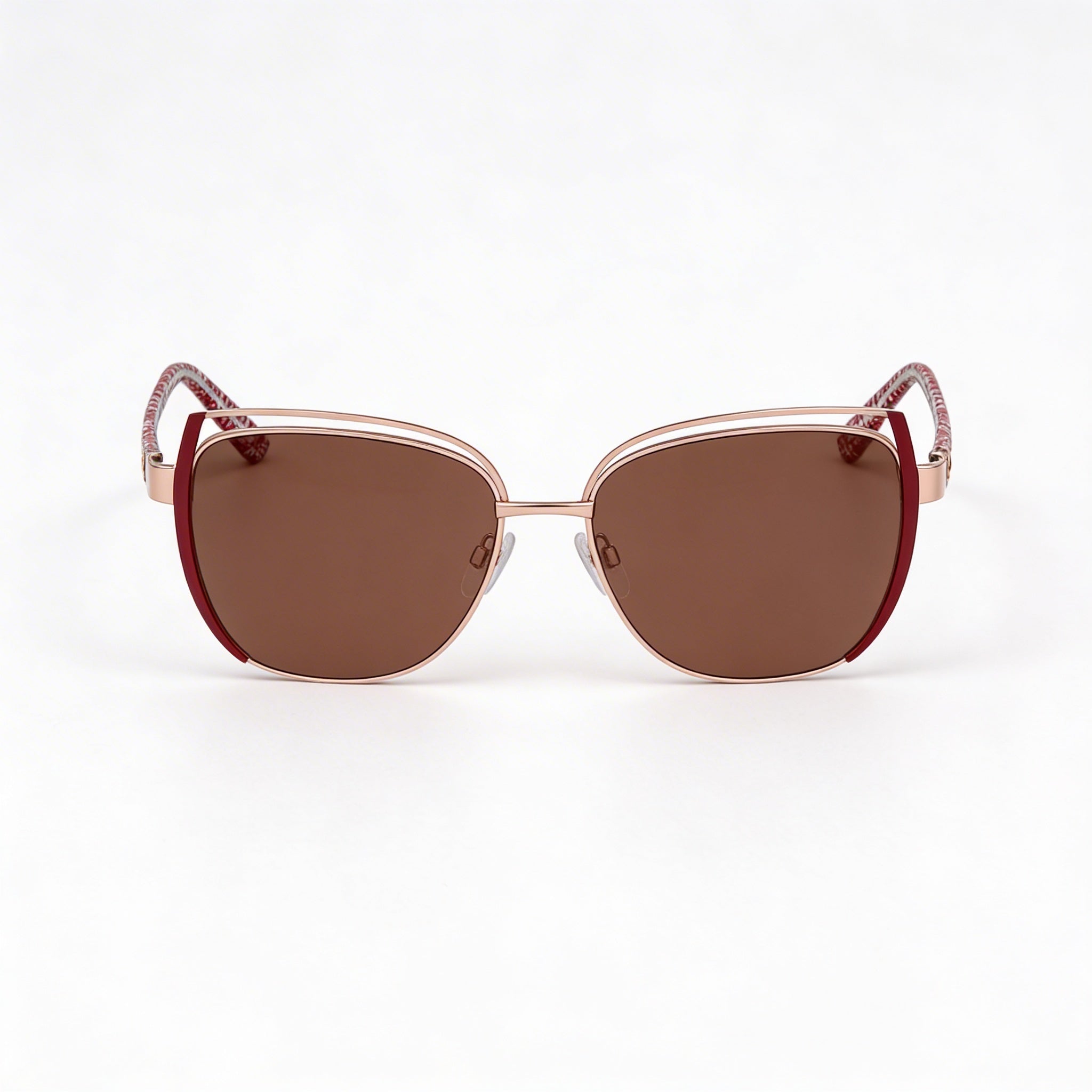 Gafas BEBE Classic para mujer, montura de acetato oro rosa con lentes de policarbonato multicolor de 57 mm con protección UV, Photo 2