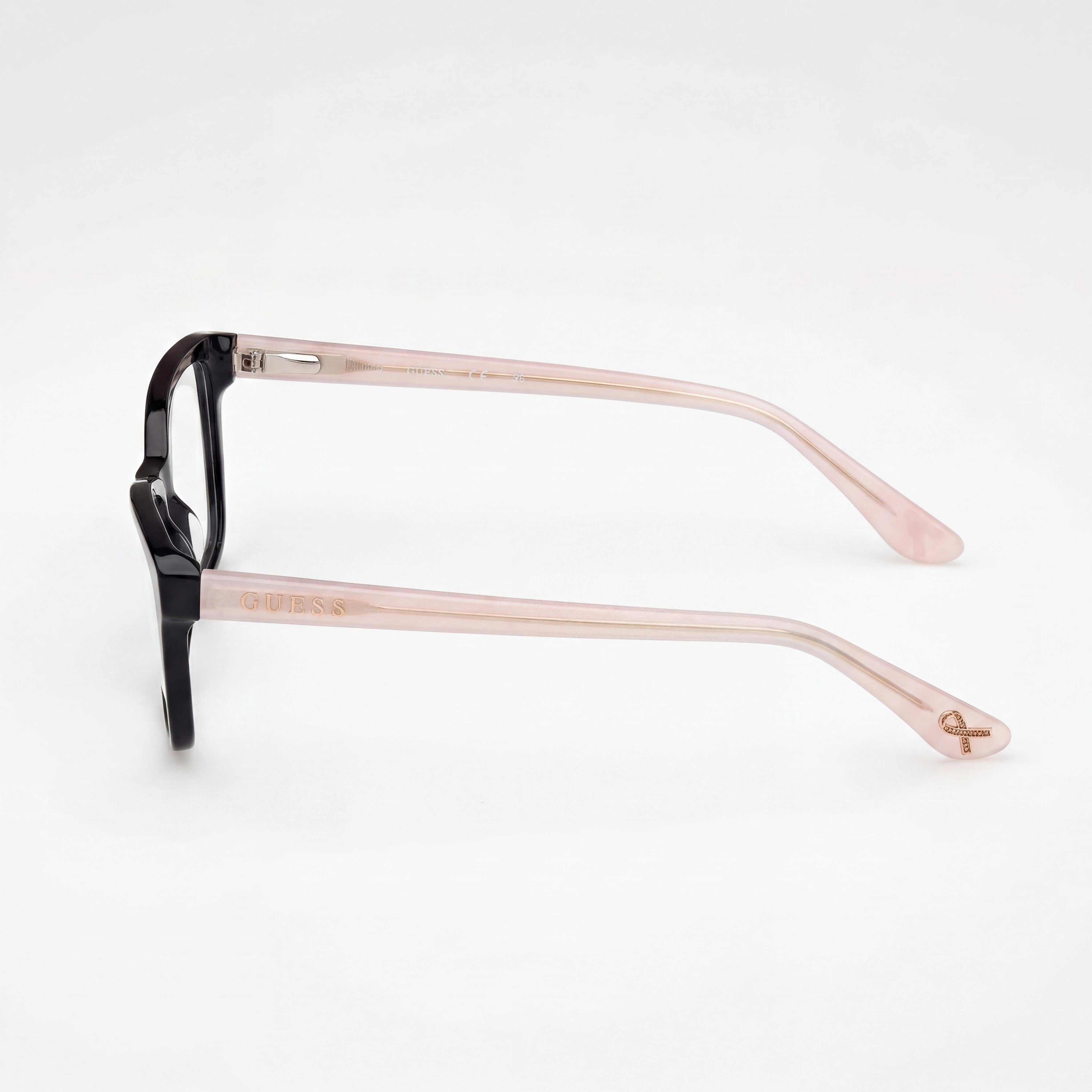 GUESS Women's Gu50185 Eyewear with Shiny Black Pink Pearl Plastic Frame, 53mm Lens Width, Photo 2