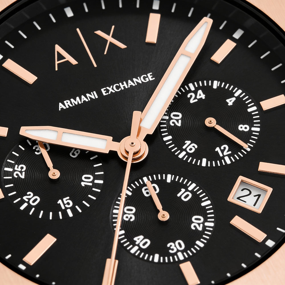 A|X Armani Exchange Bracelet Men's Chronograph Rose Gold Silver Stainless Steel Watch 42mm