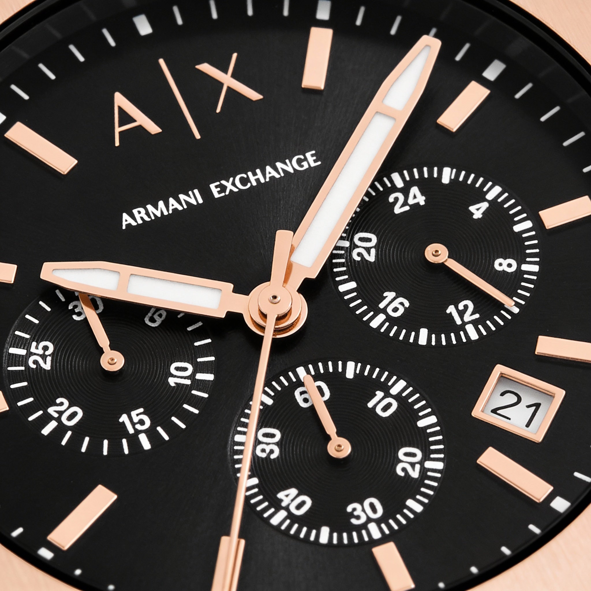 A|X Armani Exchange Bracelet Men's Chronograph Rose Gold Silver Stainless Steel Watch 42mm, Photo 2