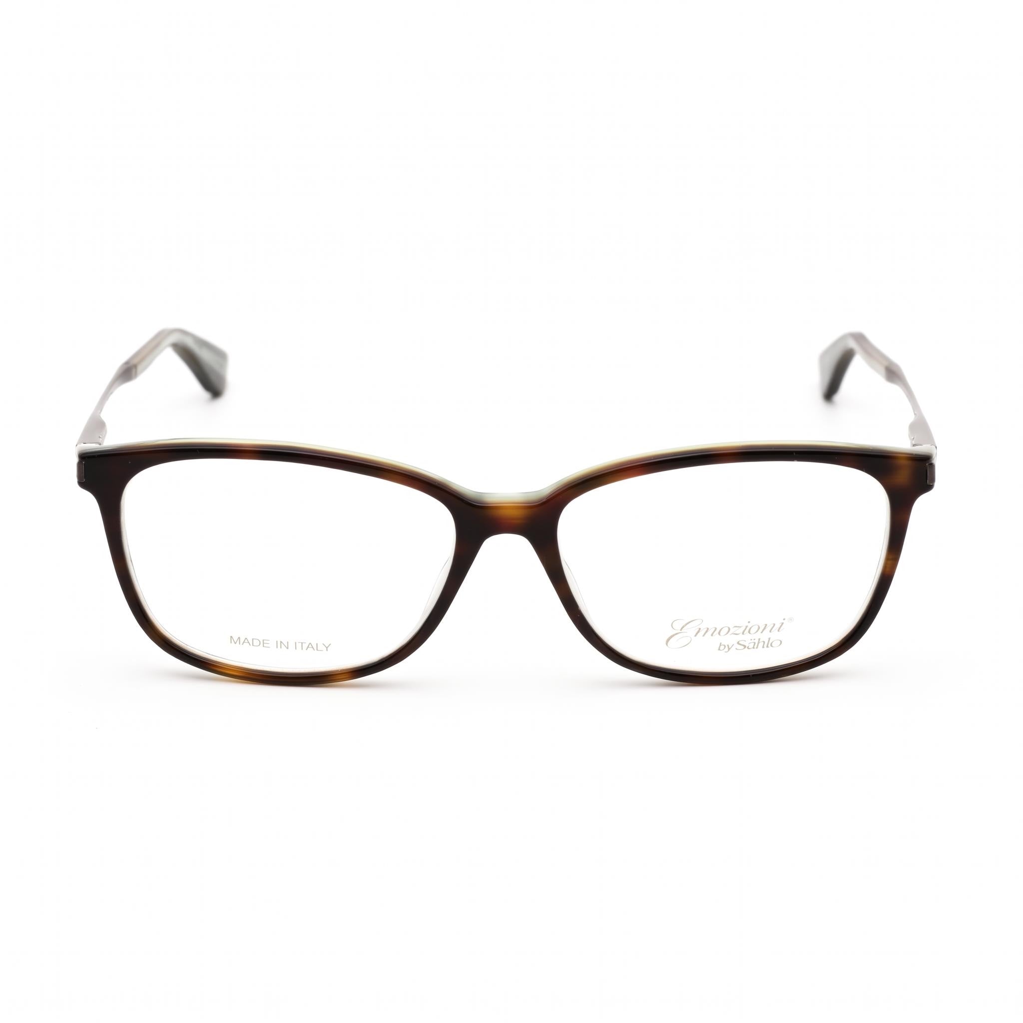 Emozioni Women's 4044 Rectangular Plastic Havana Green Gray Prescription Ready Eyeglasses with Clear Demo Lenses, 53mm, Photo 2