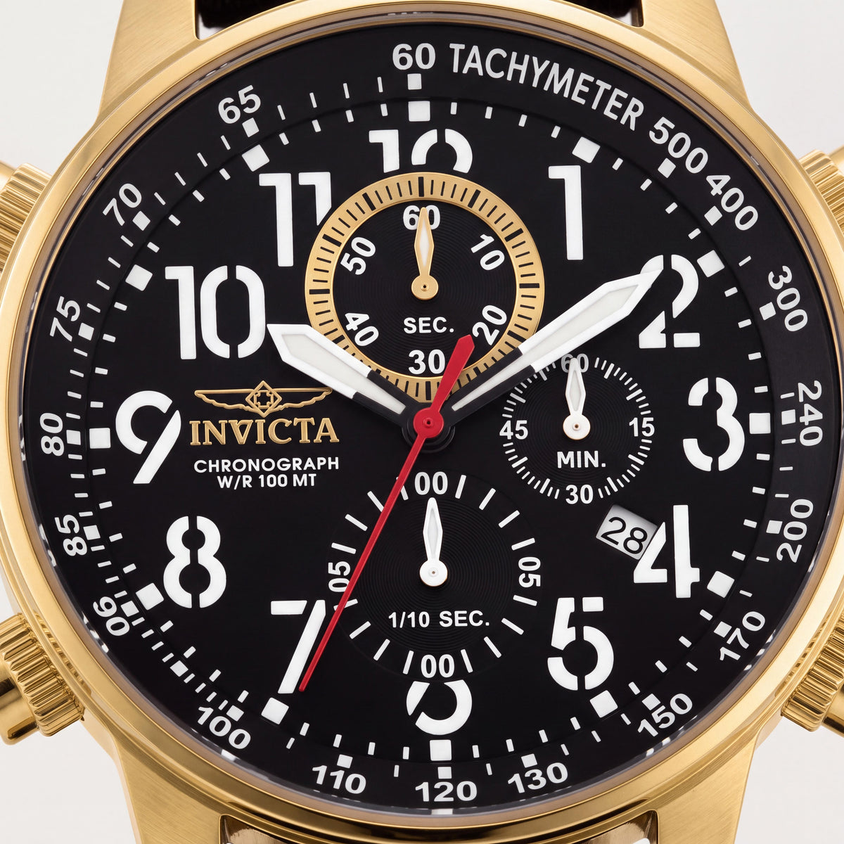 Invicta Force 1515 Unisex Chronograph 18k Gold-Tone Stainless Steel Black Canvas Leather Watch 45mm, Photo 2