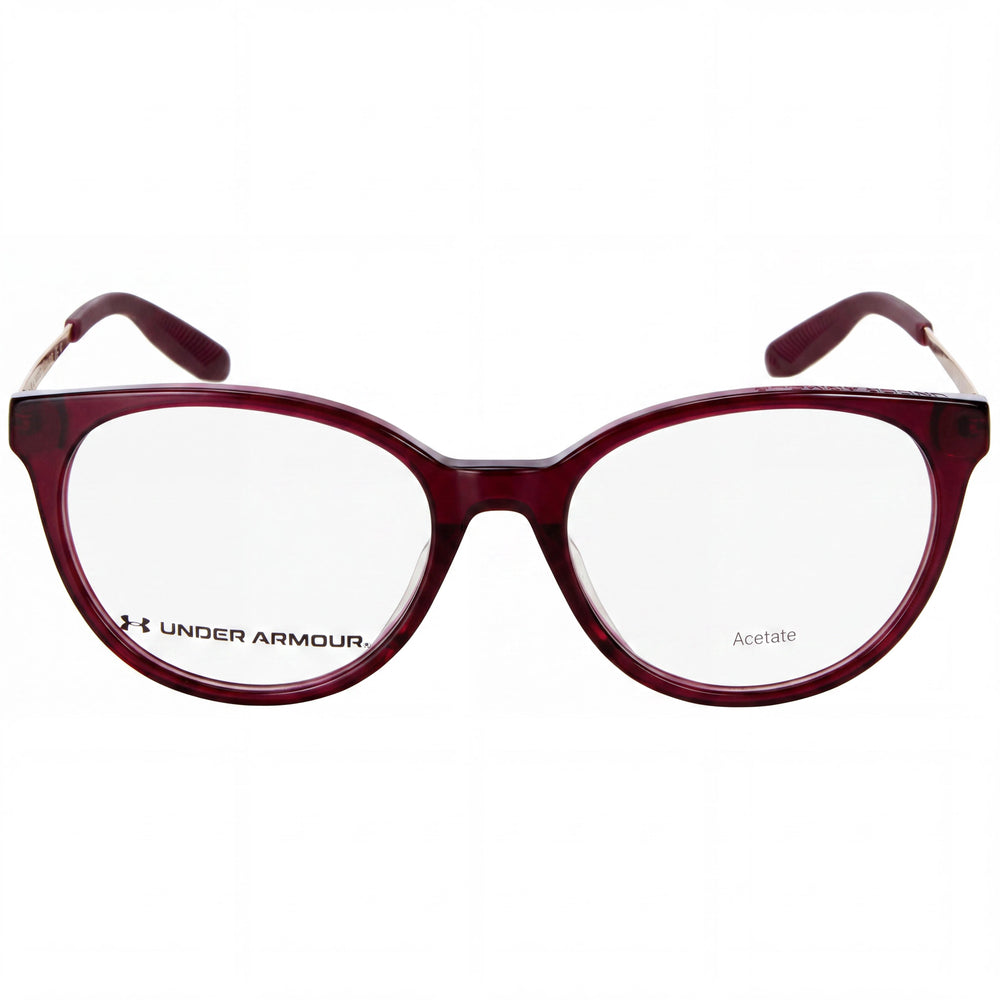 Monturas de gafas ópticas rectangulares de acetato Under Armour Ua 5028 para mujer, color rojo cristal, 42,2 mm