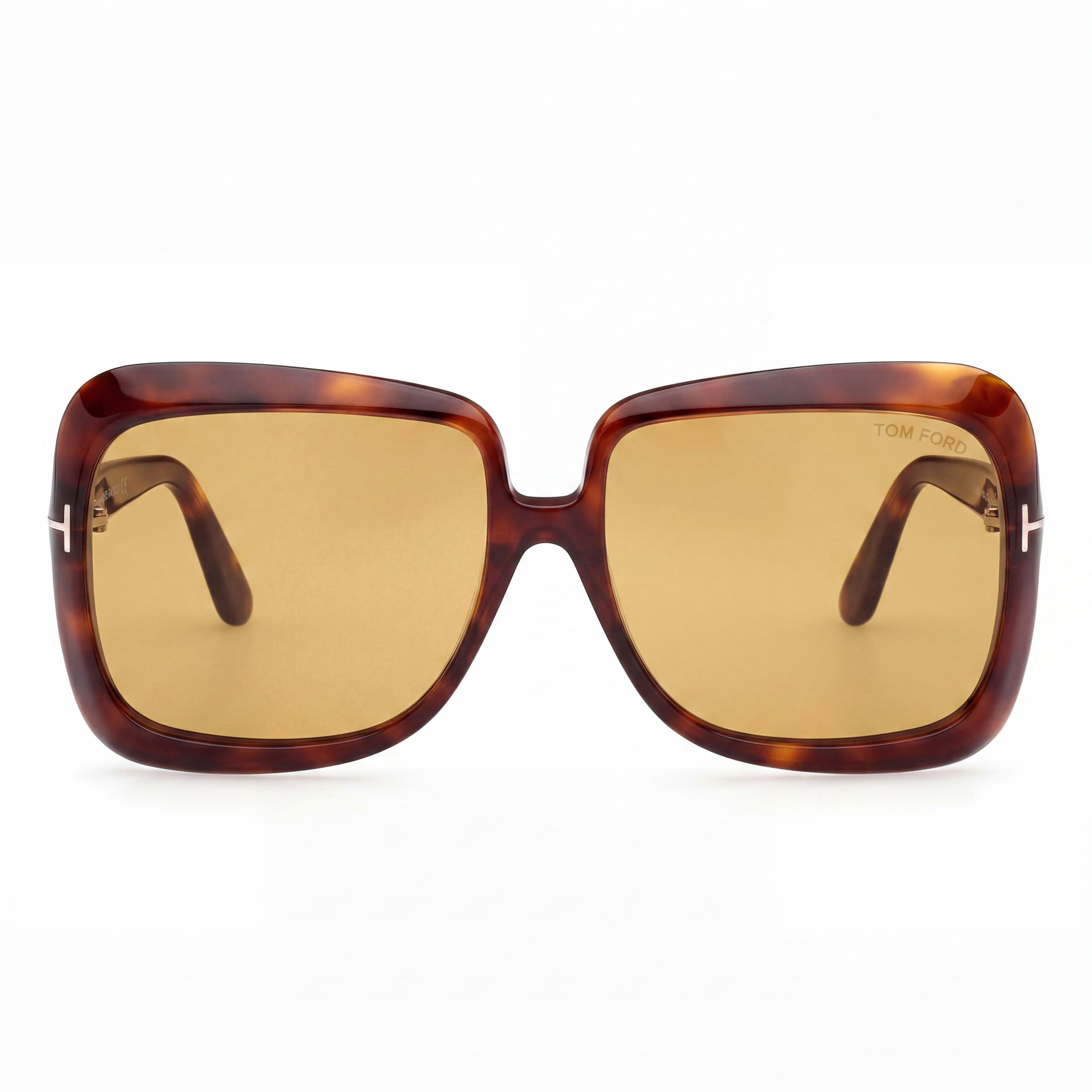 Tom Ford Women's Classic Acetate Dark Havana Frame Eyewear with Brown Lenses and 59mm Lens Width, Photo 2