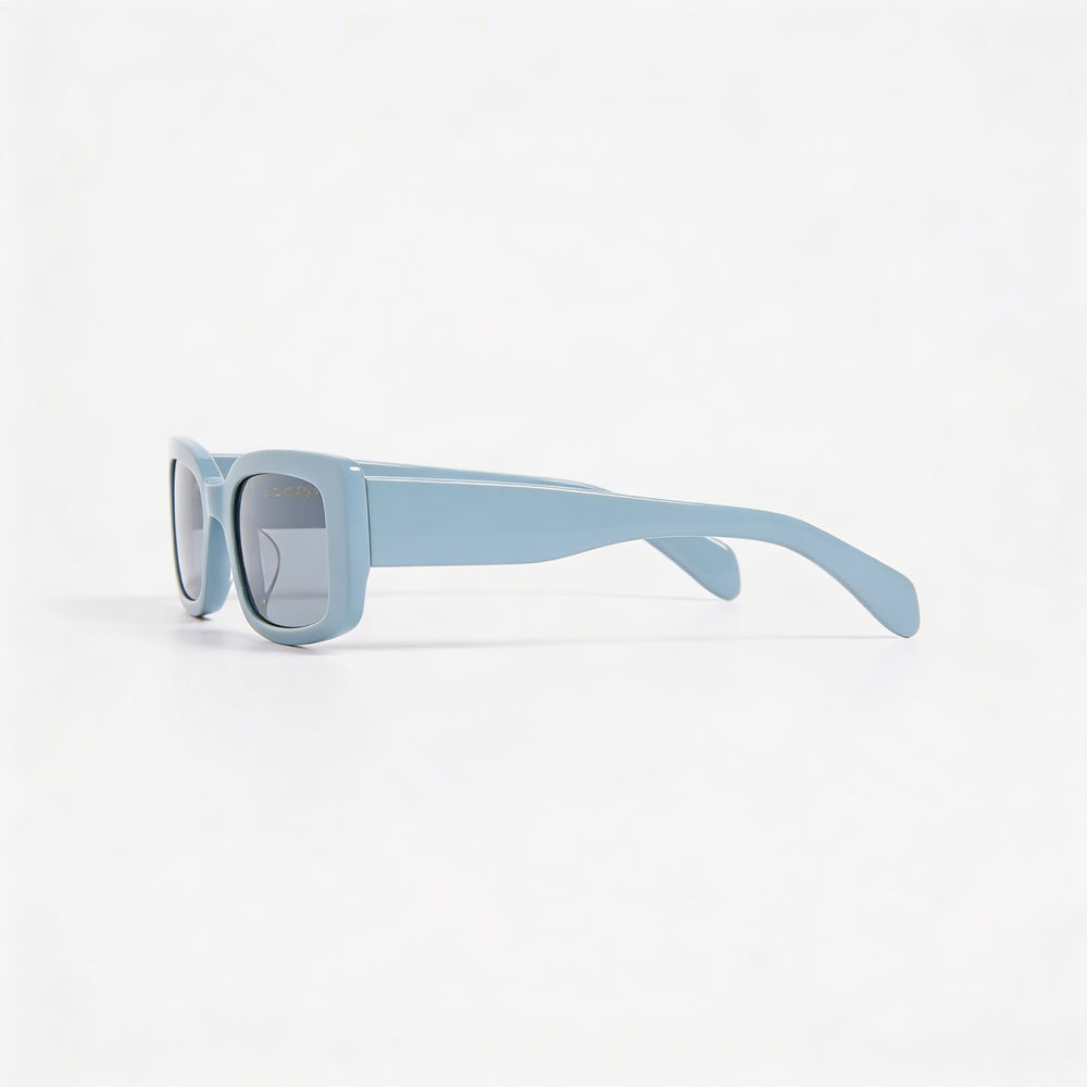 Rag & Bone Classic Women's Thick Narrow Rectangular Blue Plastic Frame Sunglasses with UV Protection, 52mm