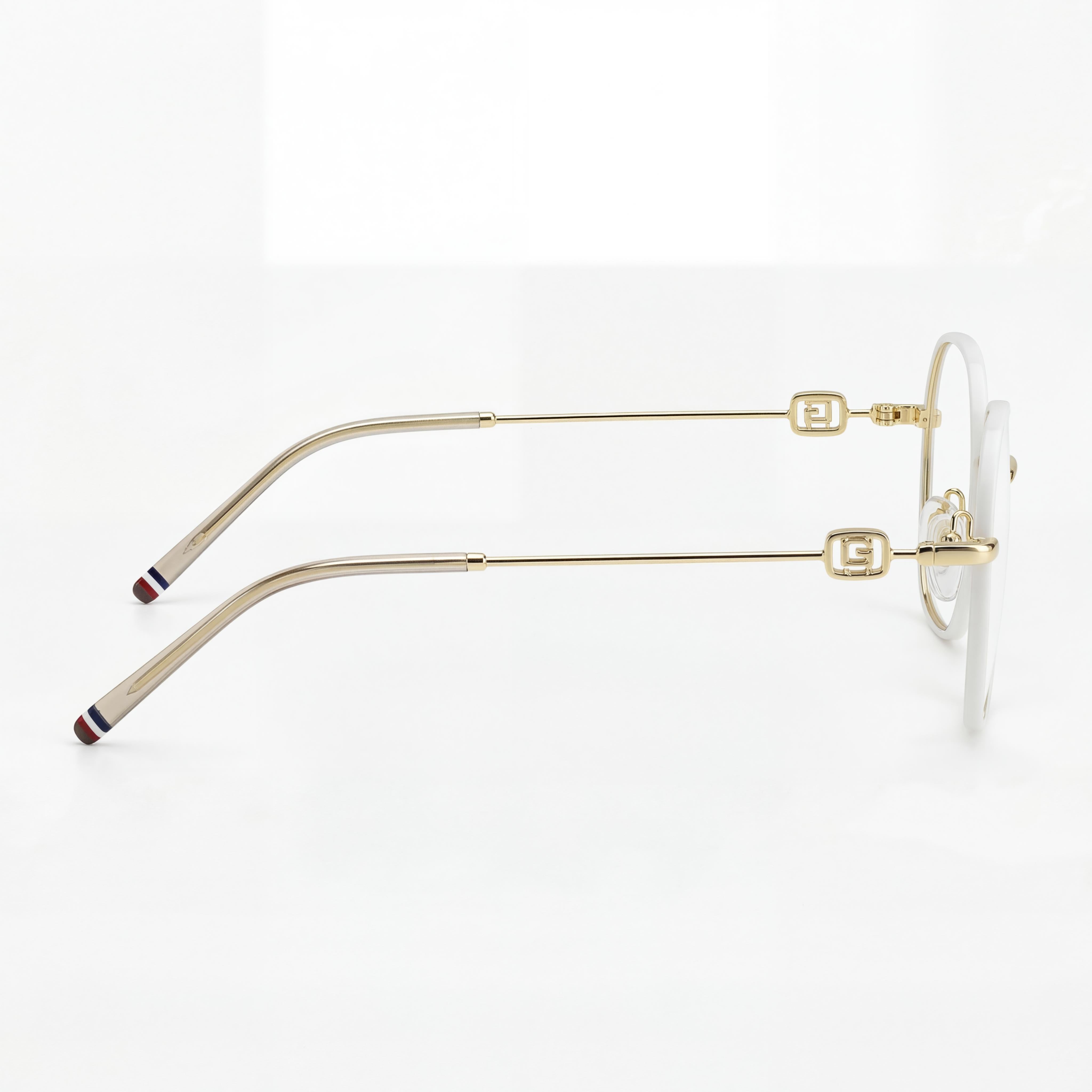 Gafas ópticas Tommy Hilfiger modernas para mujer, montura de metal dorado y marfil, lentes no polarizadas de 50 mm, Photo 2