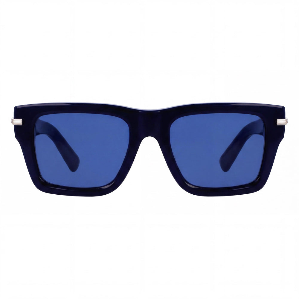 Gafas Ferragamo Sf2033s Unisex con Montura de Titanio Azul y Lentes Azules, Protección 53mm