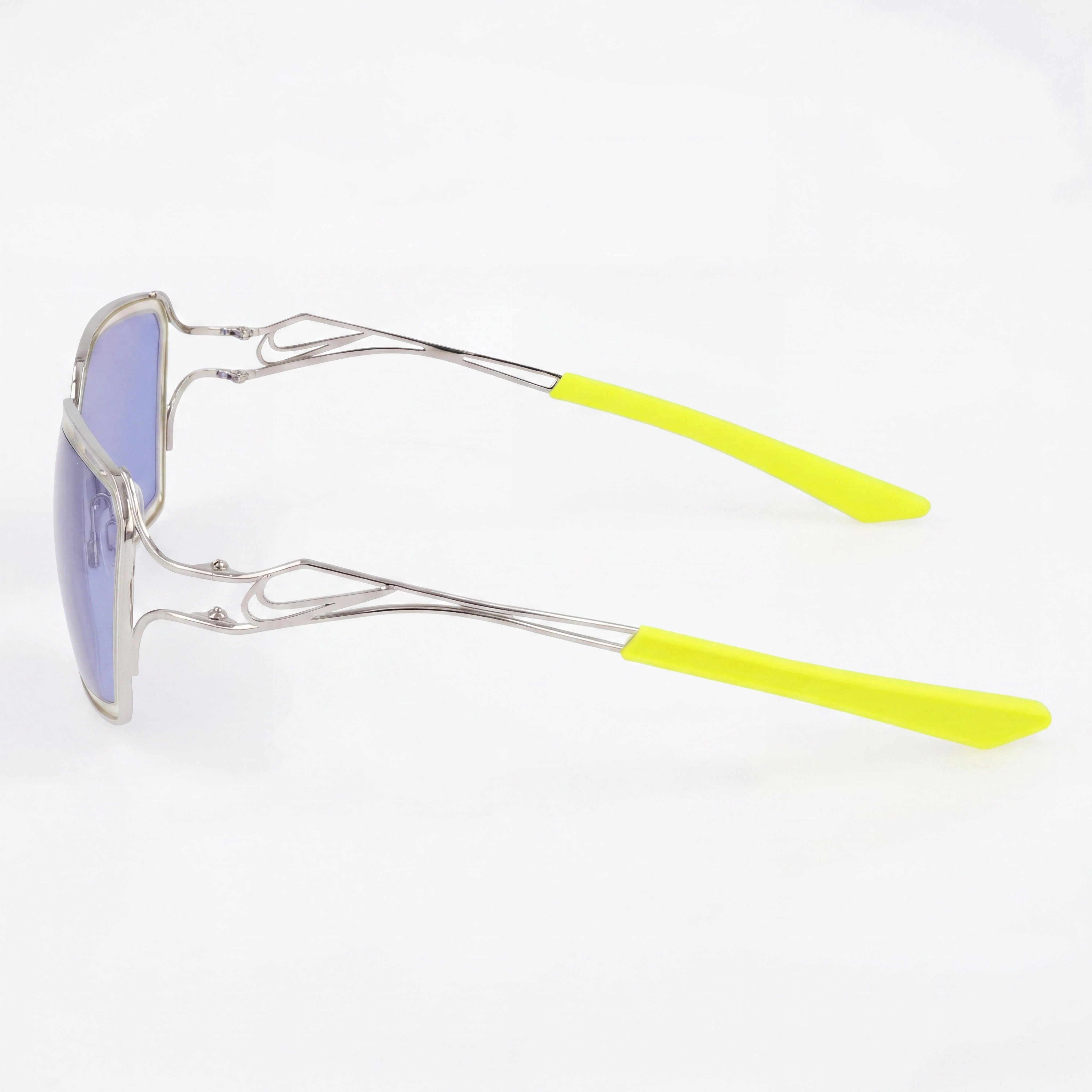 Gafas de sol Nike Classic unisex con montura de acetato, protección UV400 y lentes de policarbonato no polarizadas, en color plata, azul y amarillo, de 57 mm, Photo 3