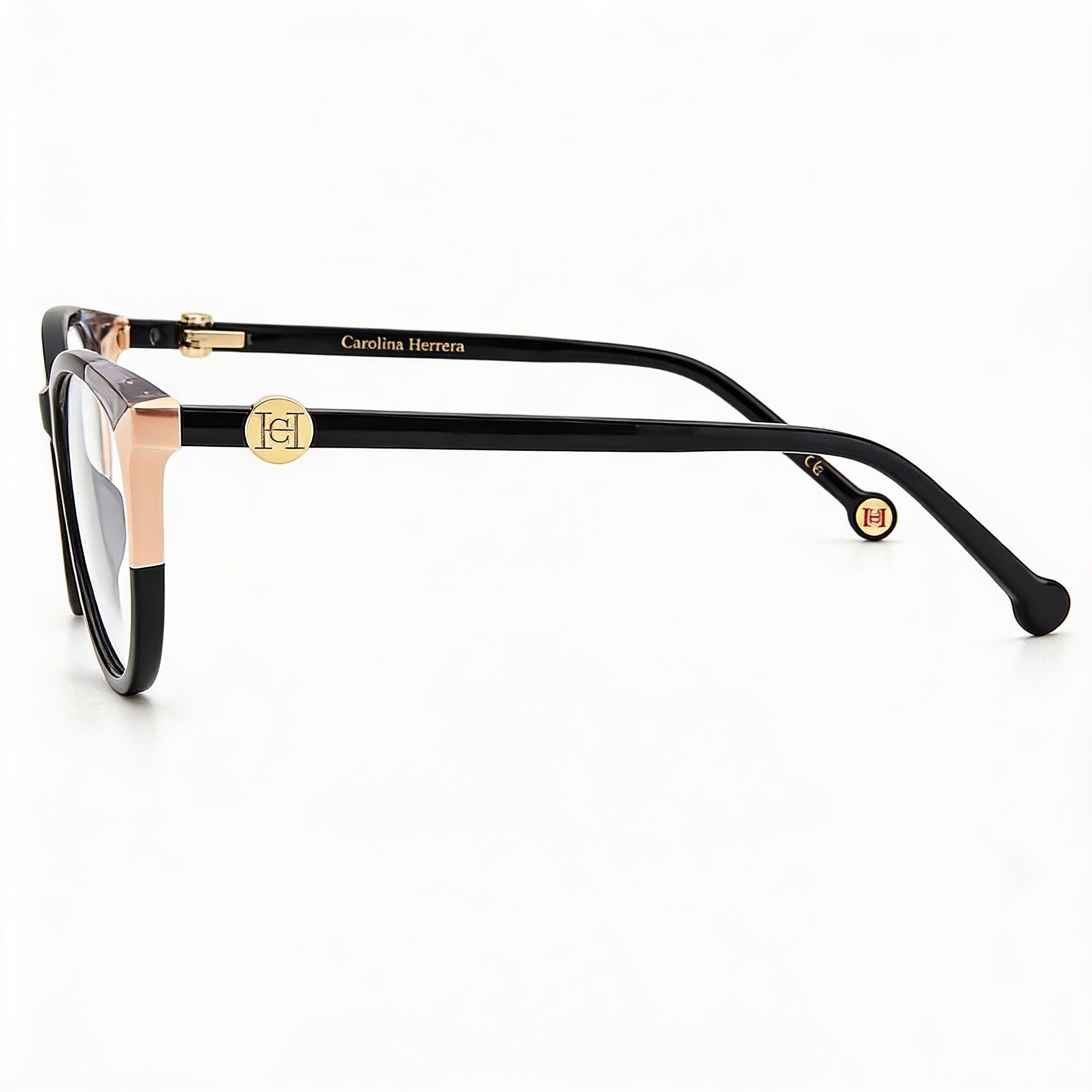 Carolina Herrera CH 0054 Women's Lightweight Acetate Oval Eyeglasses Black Nude 53mm, Photo 3
