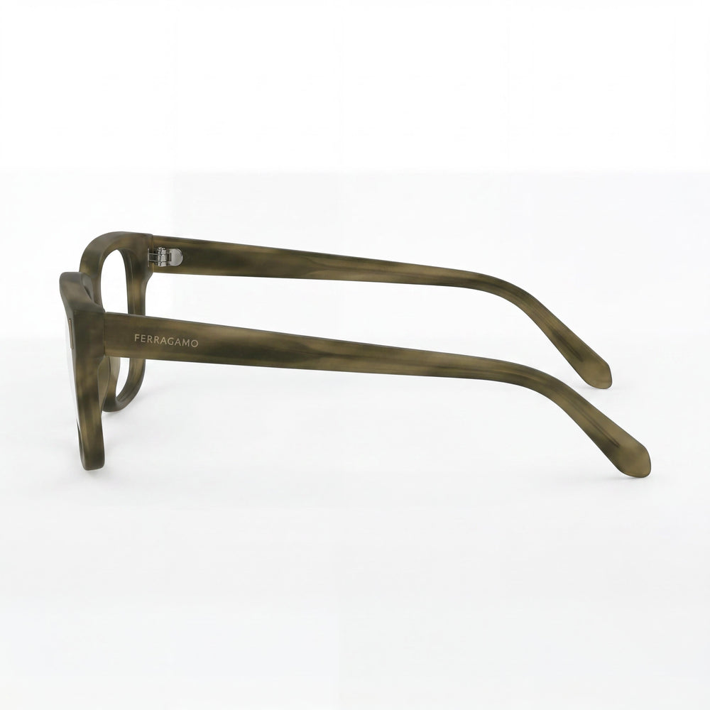 Ferragamo Sf2996 Men's Acetate Eyeglasses with Striped Khaki Frame and Striped Khaki Polycarbonate Lenses 54mm