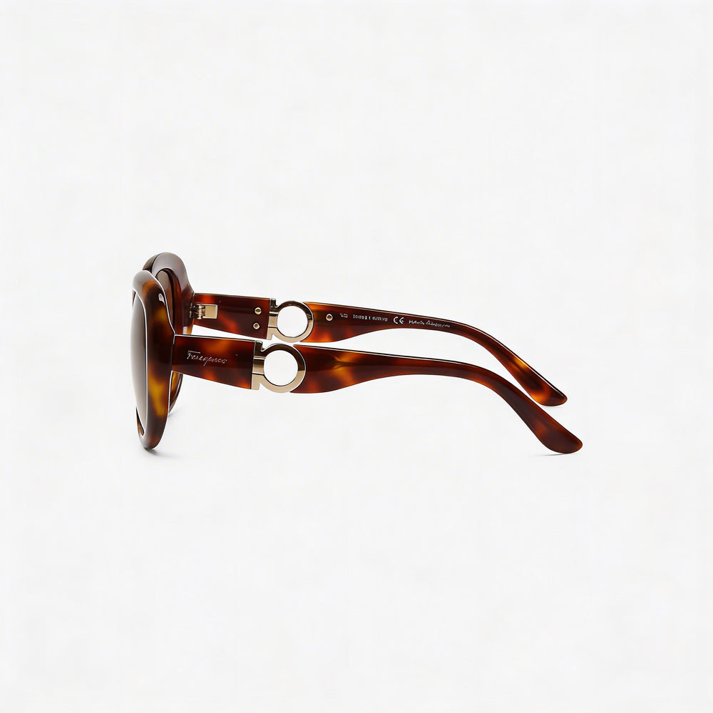 Gafas de sol Ferragamo Sf727s 214 para mujer, montura de plástico de carey, lentes marrones, protección UV, 53 mm