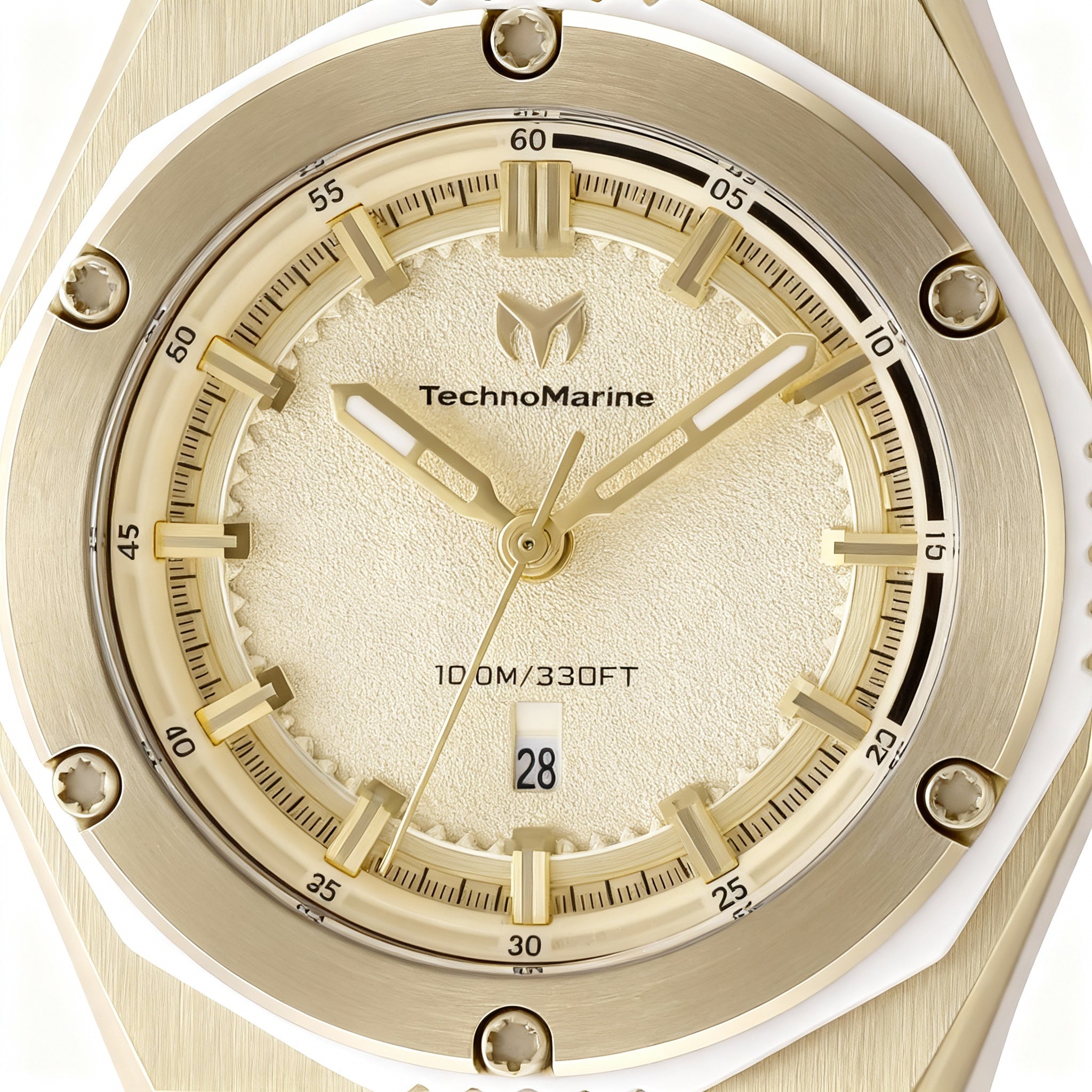 TechnoMarine CORAL Legacy TM-416080 Women's Quartz Gold Dial 36mm Silicone Strap 10 ATM Water Resistant Watch