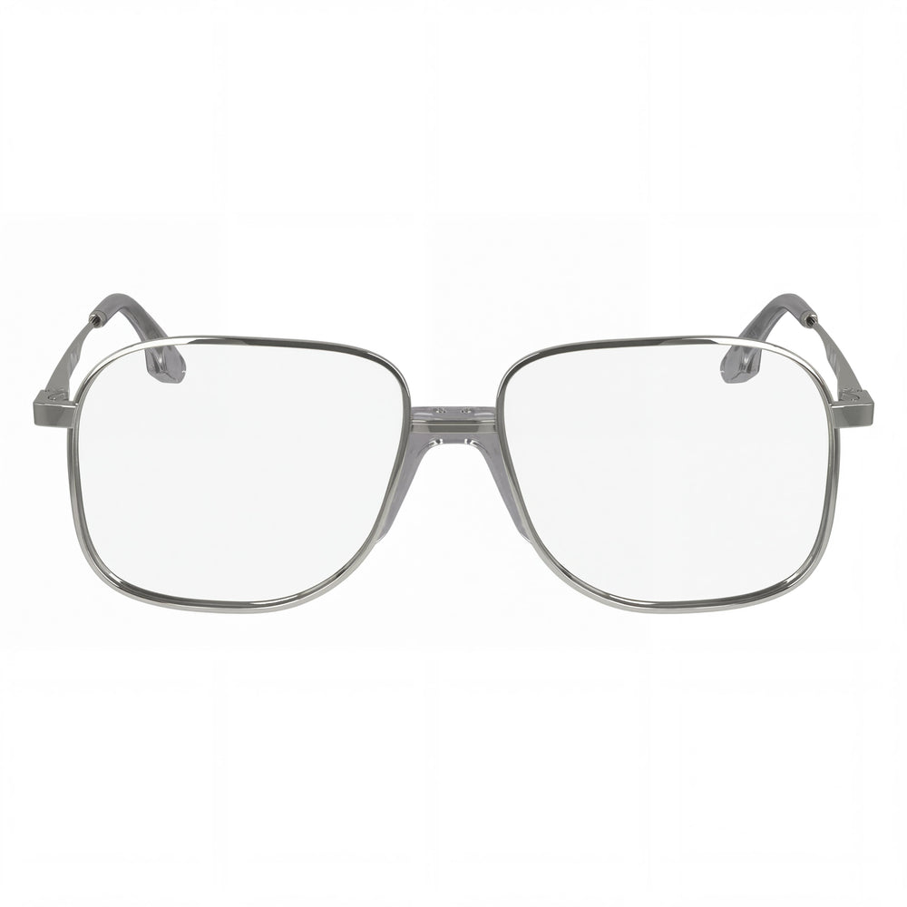Gafas Victoria Beckham Modern VB2134 para mujer con montura de metal plateado y lentes de policarbonato plateado, tamaño 56 mm