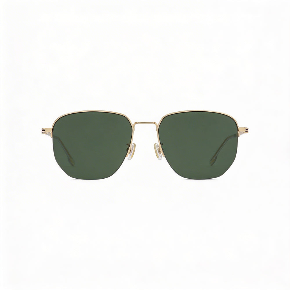 Hugo Boss Classic Unisex Stainless Steel Gold Green Frame Green Lens Non-Polarized UV Protection Sunglasses 57mm