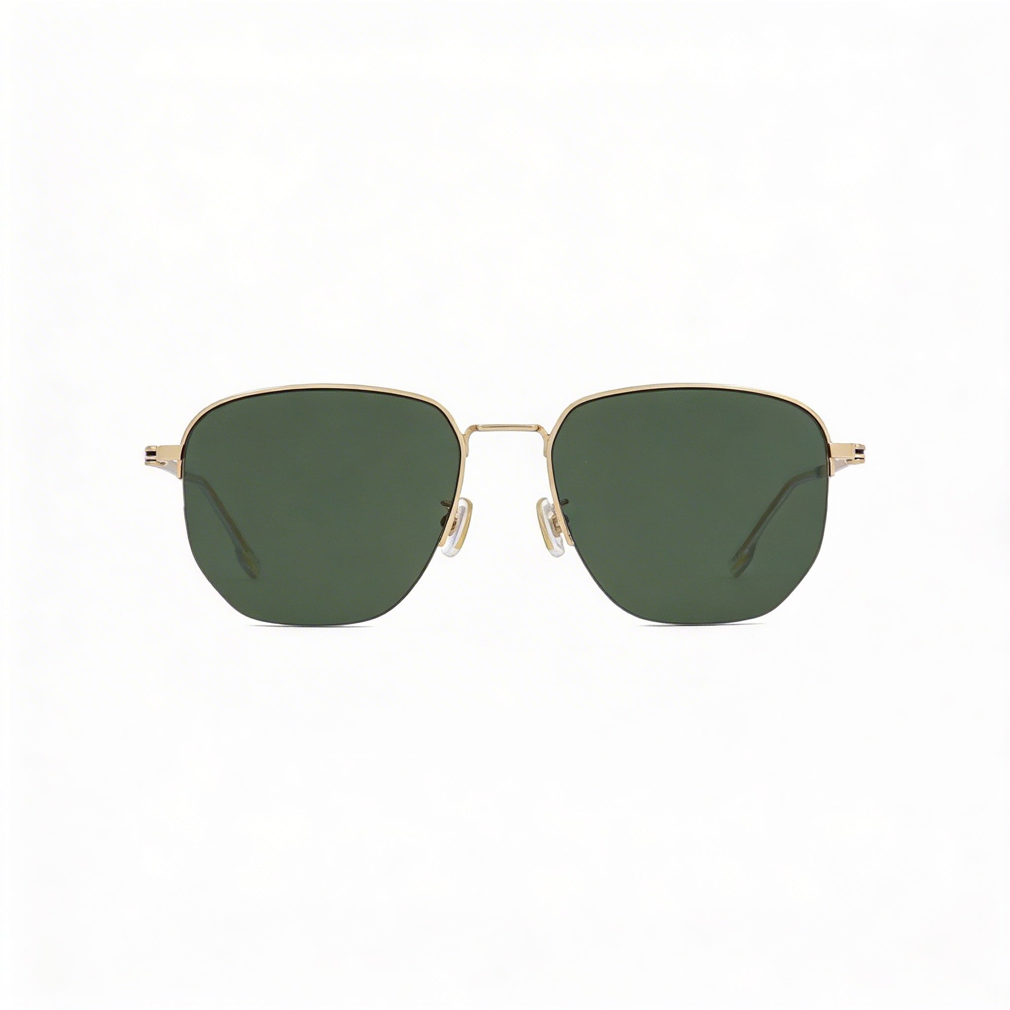 Gafas de sol unisex clásicas Hugo Boss de acero inoxidable dorado con montura verde y lentes verdes no polarizadas con protección UV de 57 mm, Photo 2