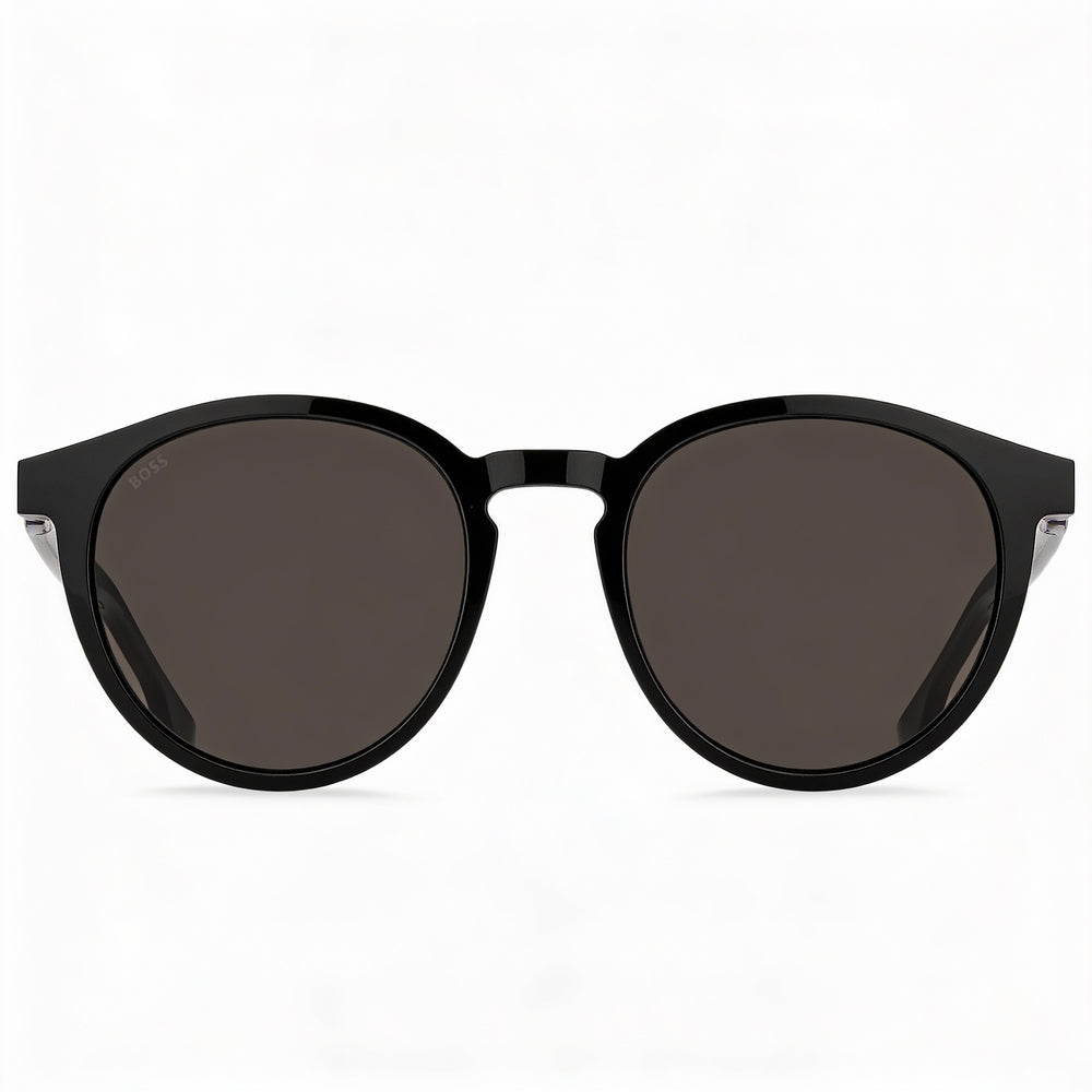 Gafas de sol Hugo Boss 1575/S para hombre, redondas, de plástico, transparentes, en gris/verde, con protección UV y espejo, 51 mm