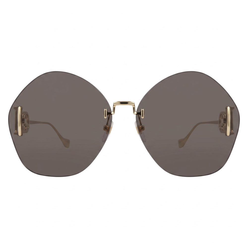 Gucci Women's gg1203s-30013411 Round/Oval Gold Grey Metal Frame Sunglasses with UV Protection, 65-16-140mm