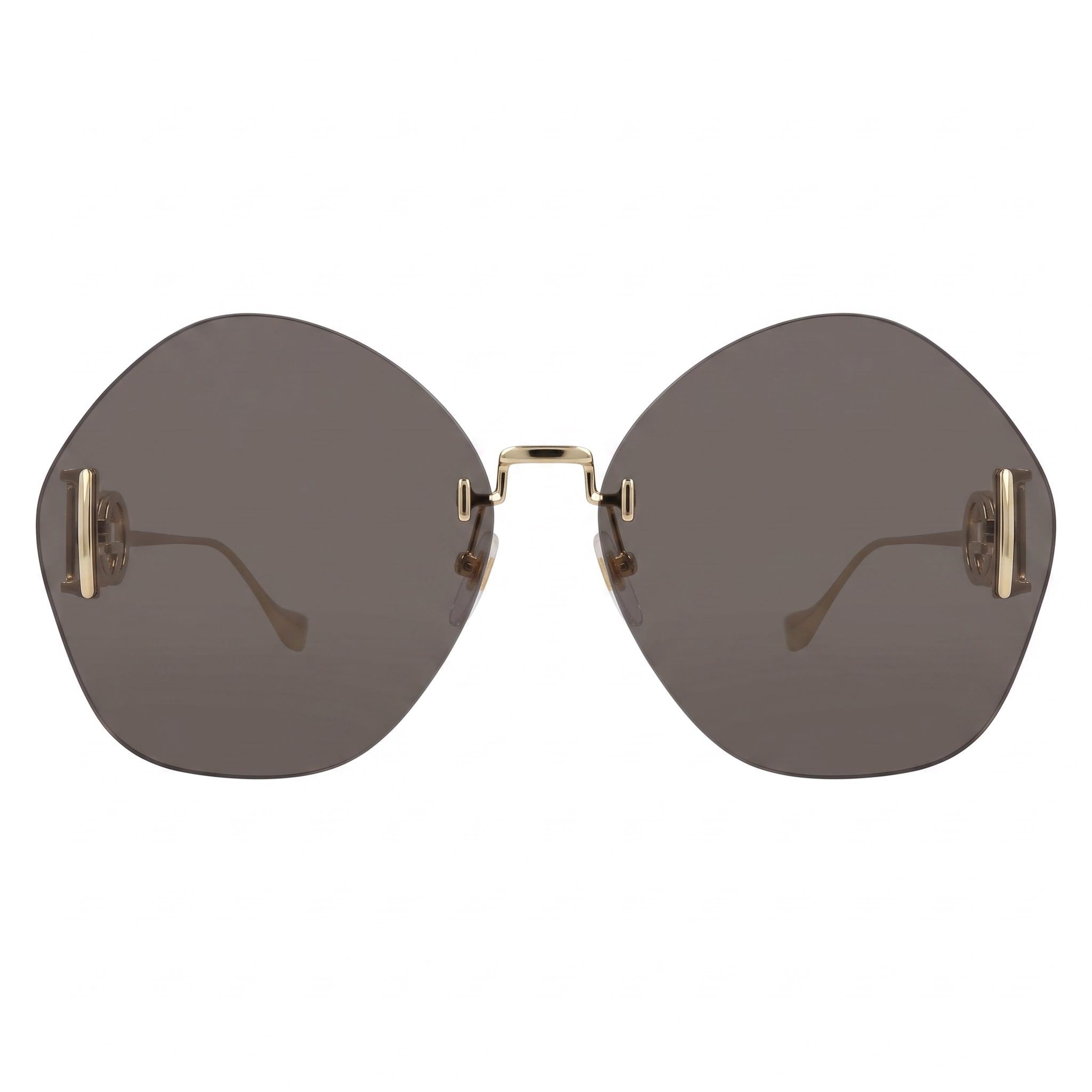 Gucci Women's gg1203s-30013411 Round/Oval Gold Grey Metal Frame Sunglasses with UV Protection, 65-16-140mm, Photo 2