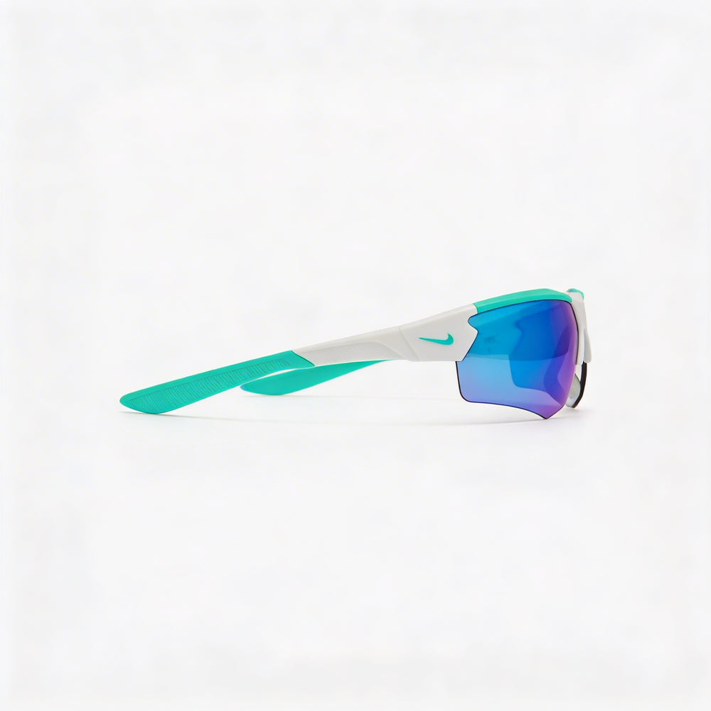 Nike CLOAK DUO EV24036 Unisex Plastic Matte Light Silver Frame, Grey Green Mirror Non-Polarized Lenses, 100% UV 71-09-130