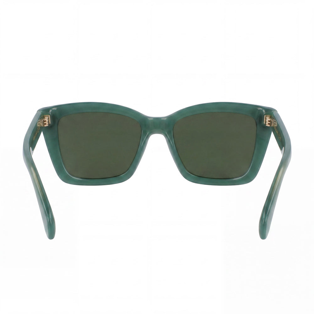 Ferragamo Sf2039se Unisex Acetate Frame, Opaline Green with Solid Green Lenses, Size 53-17-145