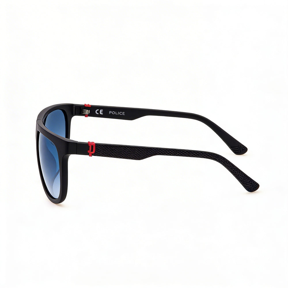Gafas de sol Police Casual para hombre, inyectadas, sanblasteadas, doradas, azul mate, con lentes no polarizadas con degradado azul