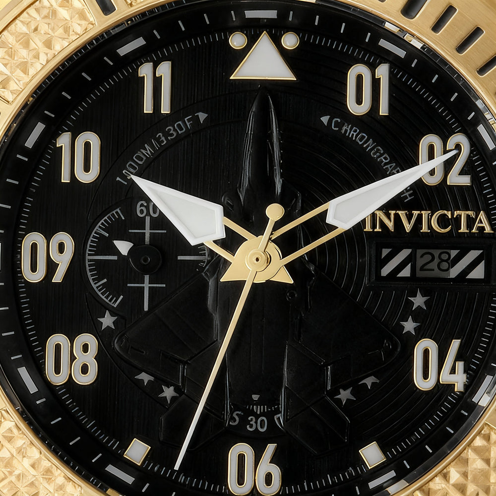 Reloj deportivo clásico Invicta para hombre con caja de acero inoxidable negro y diámetro de 50 mm.