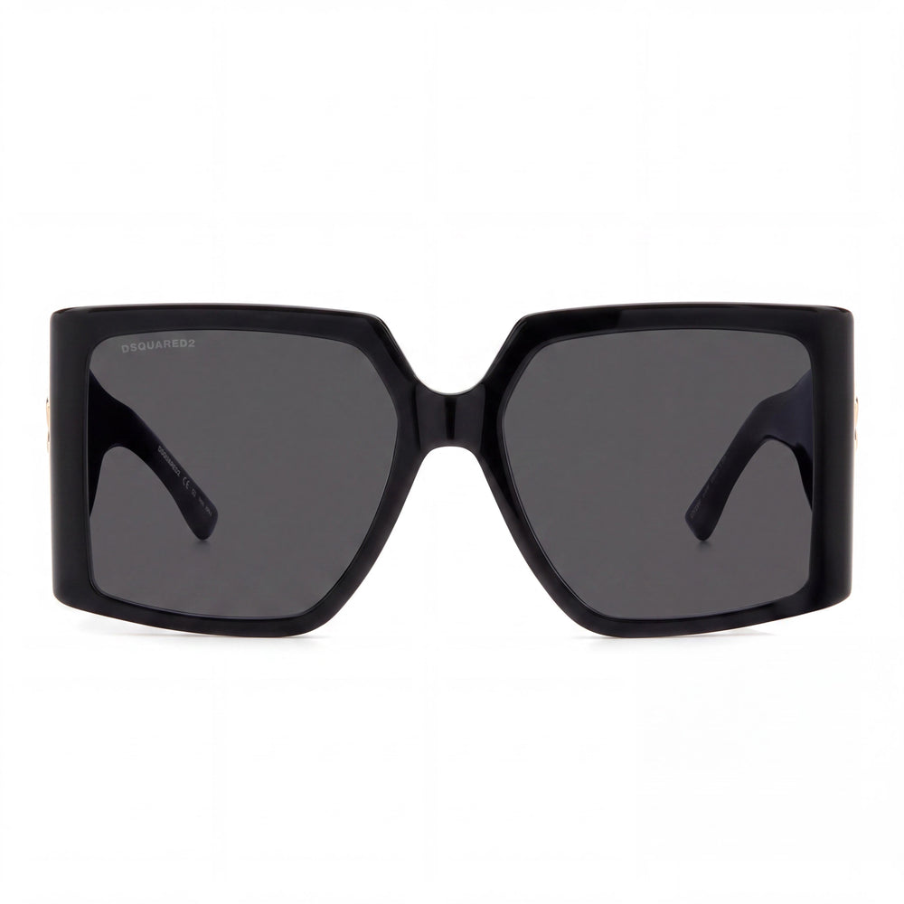 Gafas de sol DSQUARED2 D2 0096/S casuales para mujer, de acetato, montura negra y gris, lentes grises no polarizadas de 56 mm