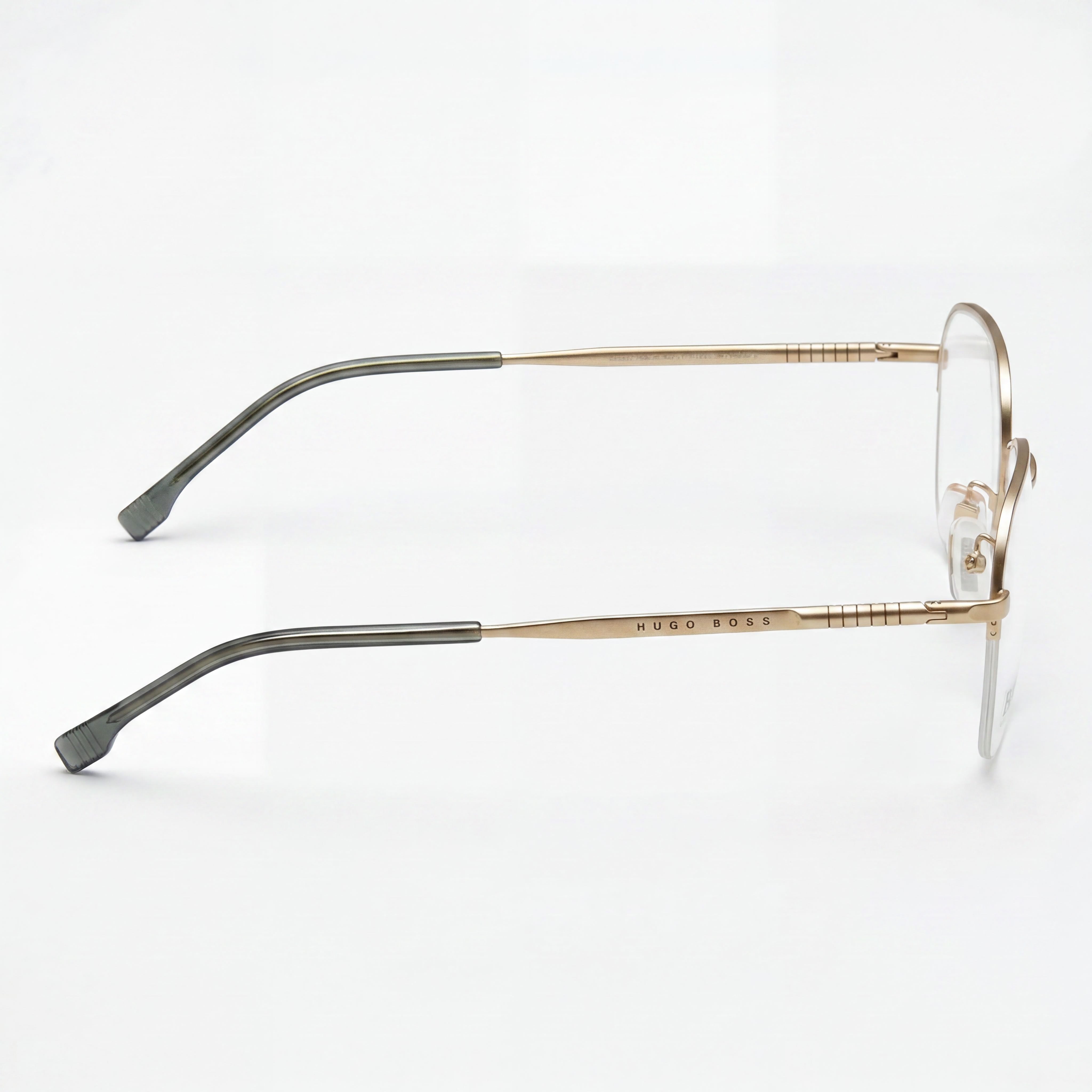 Gafas con montura semi al aire con forma de mariposa unisex Hugo Boss Modern de metal con lentes de policarbonato, oro mate, 54 mm, Photo 2