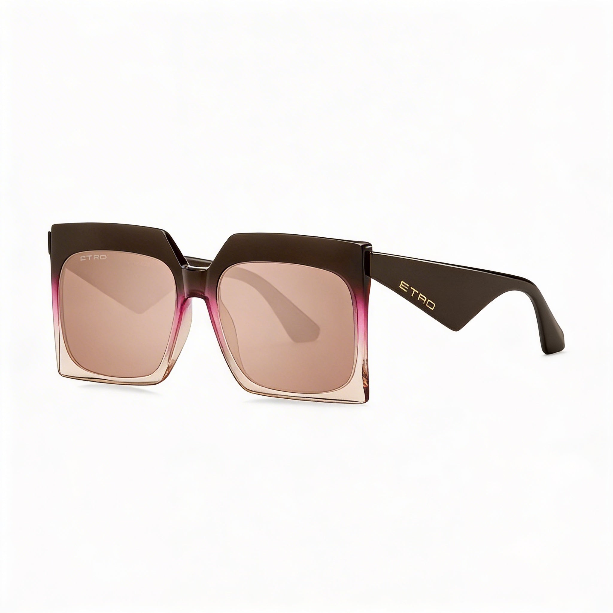 Gafas de sol informales Etro para mujer, de acetato, en marrón y fucsia, no polarizadas, con lentes de color plateado y rosa de 60 mm, Photo 3