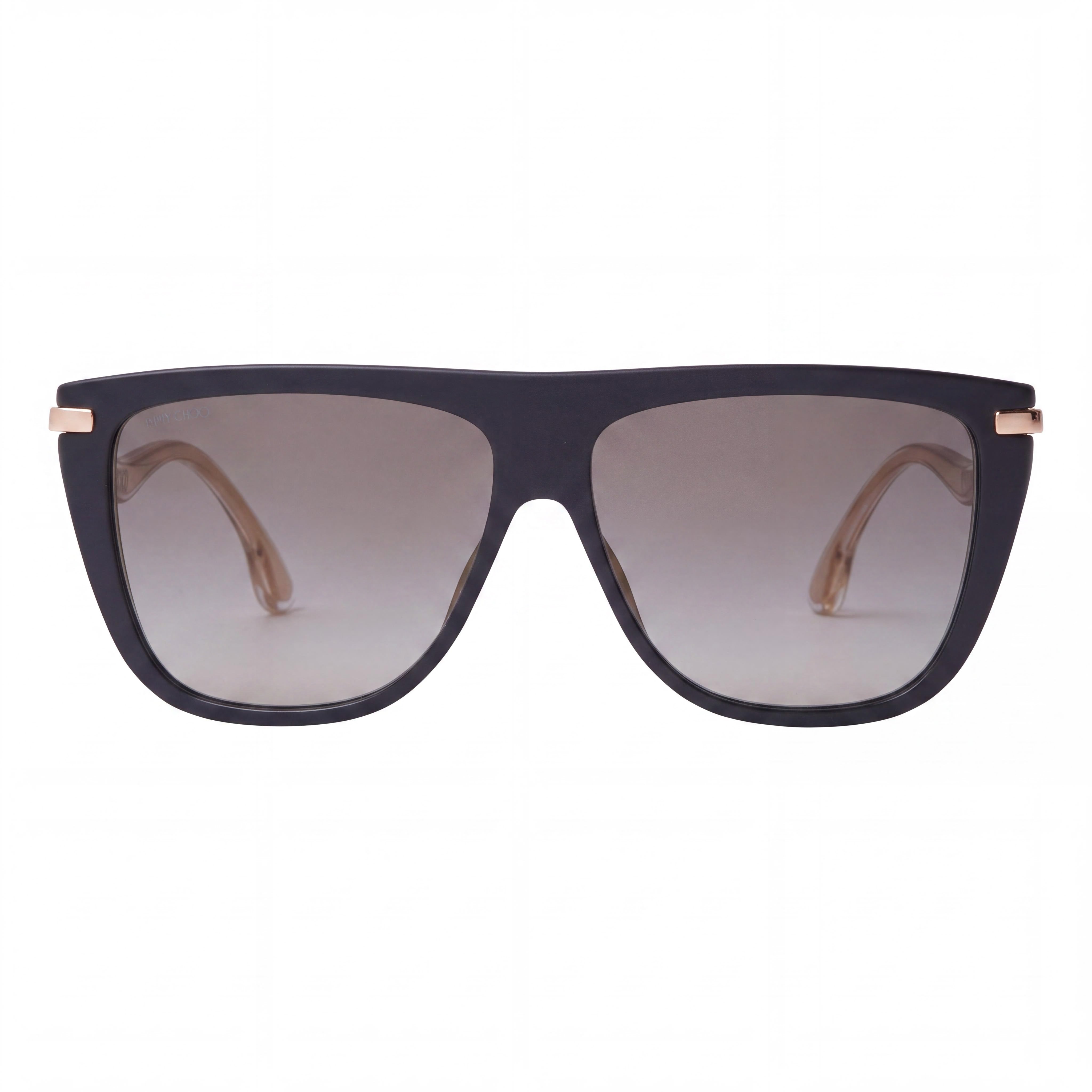 JIMMY CHOO SUVI/S 807/FQ Gafas de sol de acetato negro con forma de ojo de gato para mujer, lentes de espejo gris degradado no polarizadas, protección UV de 58 mm, Photo 2
