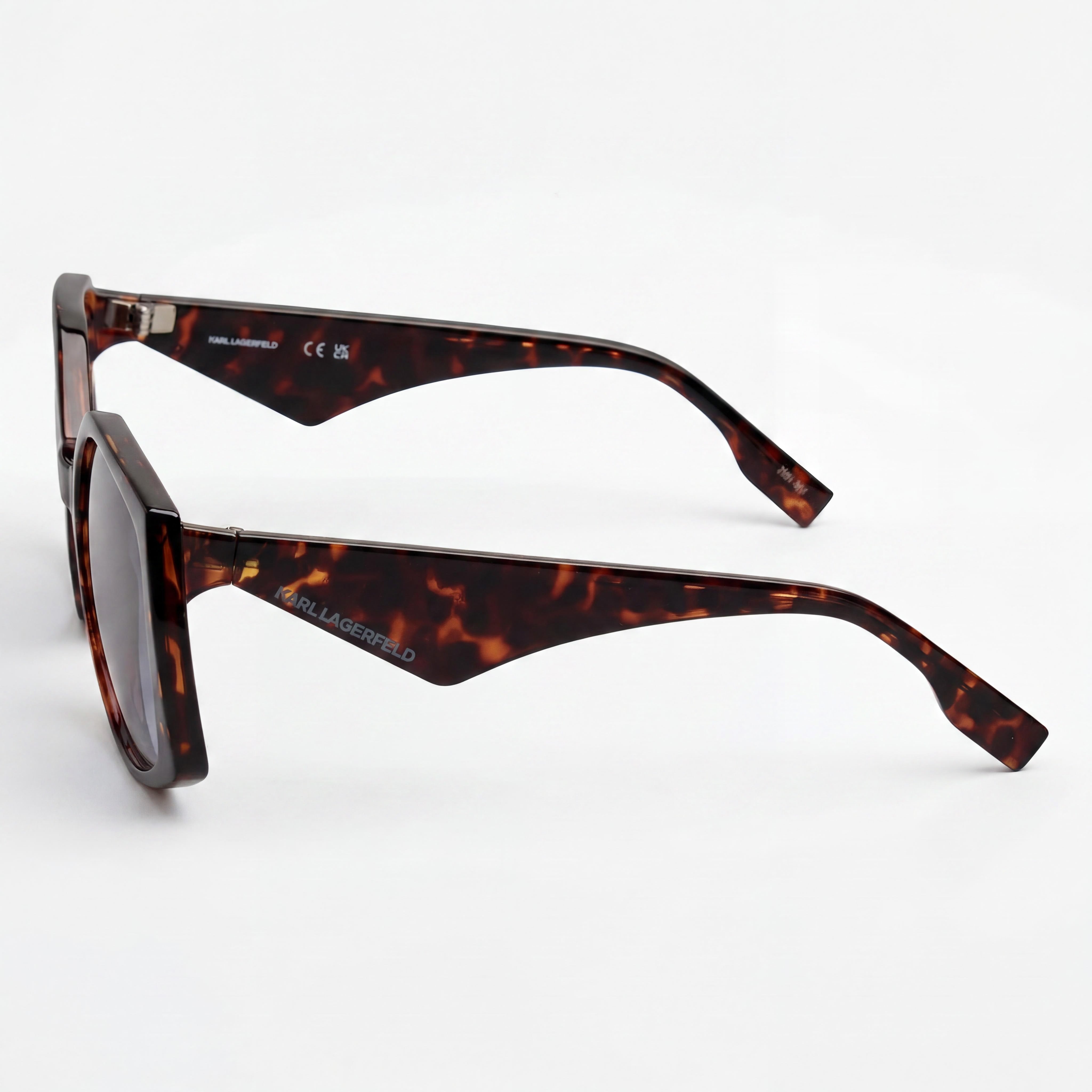 KARL LAGERFELD KL6208S Women's Dark Havana Acetate Wide Square Sunglasses, Gradient Blue Lenses, UV Protection 55mm, Photo 3