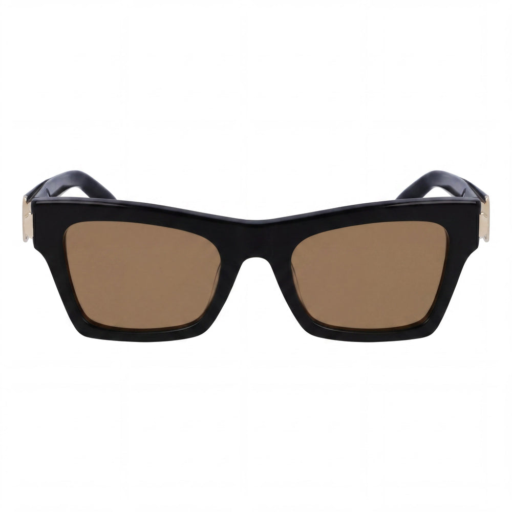 Gafas de sol Ferragamo Sf2013s para mujer, montura de acetato negro y dorado, lentes marrones, protección UV, 52 mm