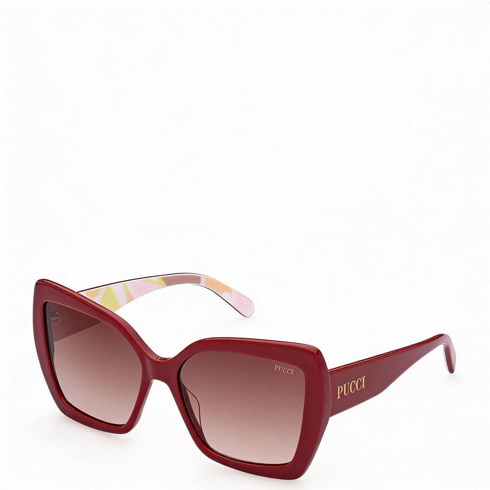 Emilio Pucci Casual Men's Plastic Sunglasses Red Tropicana Rose Peach Frame Gradient Brown Lens 58mm UV Protected