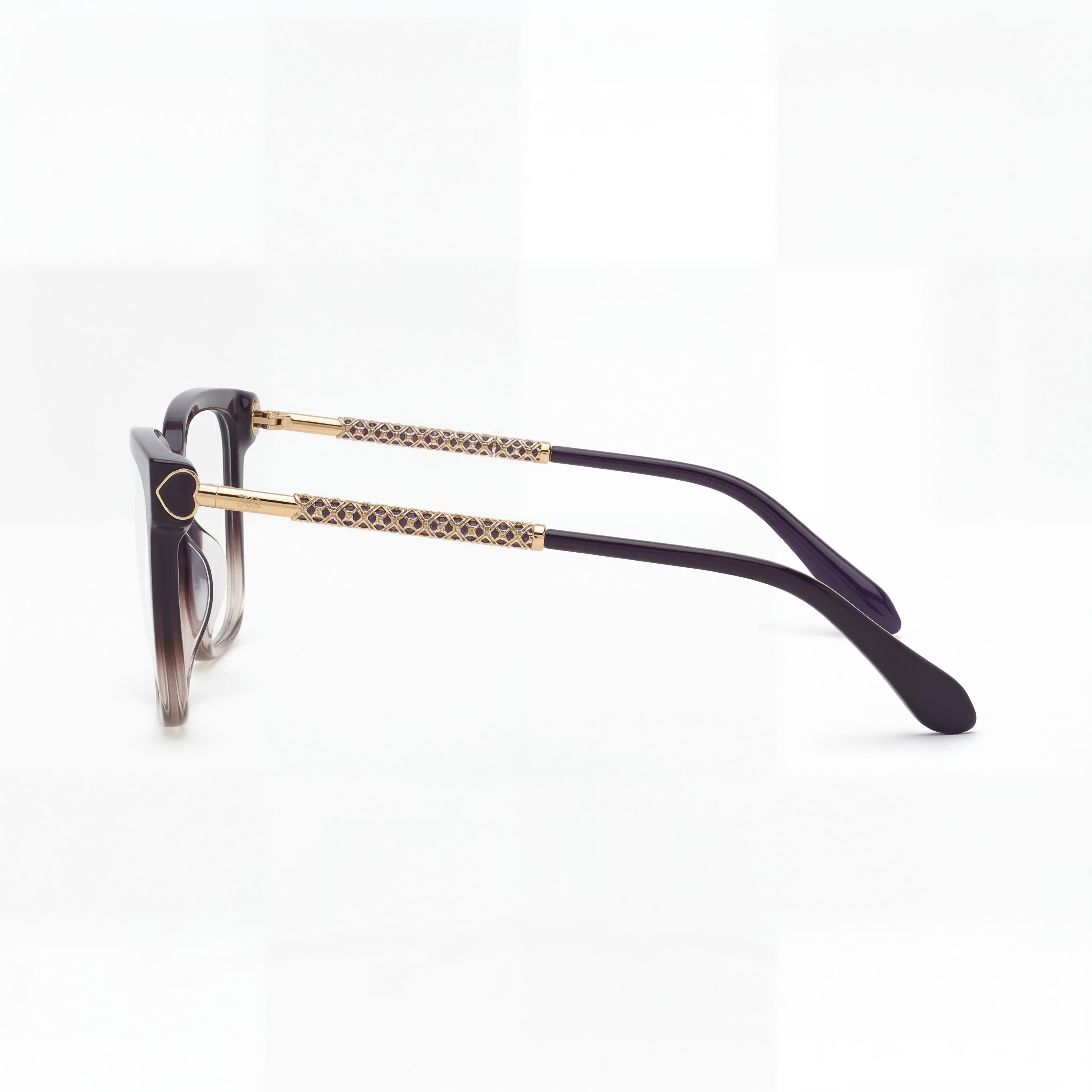 Gafas Chopard casuales de mujer de violeta con logo dorado de acetato y metal, montura completa cuadrada, lentes de demostración 55-16-140, Photo 2