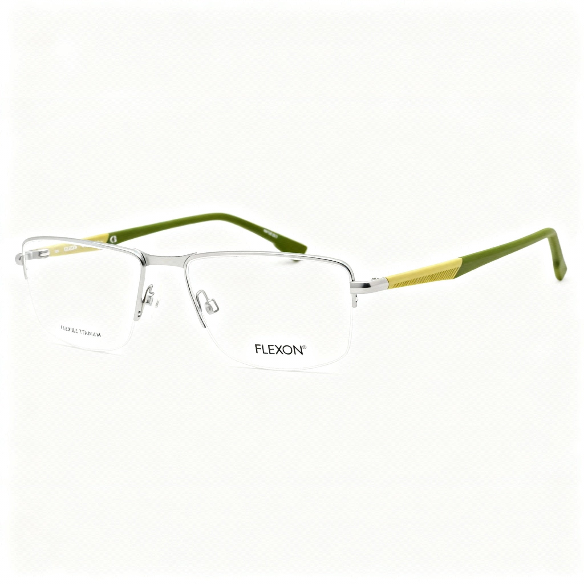 Flexon E1127 Men's Matte Silver Metal Frame Polarized Clear Lens Optical Eyeglasses 53-17-145, Photo 3